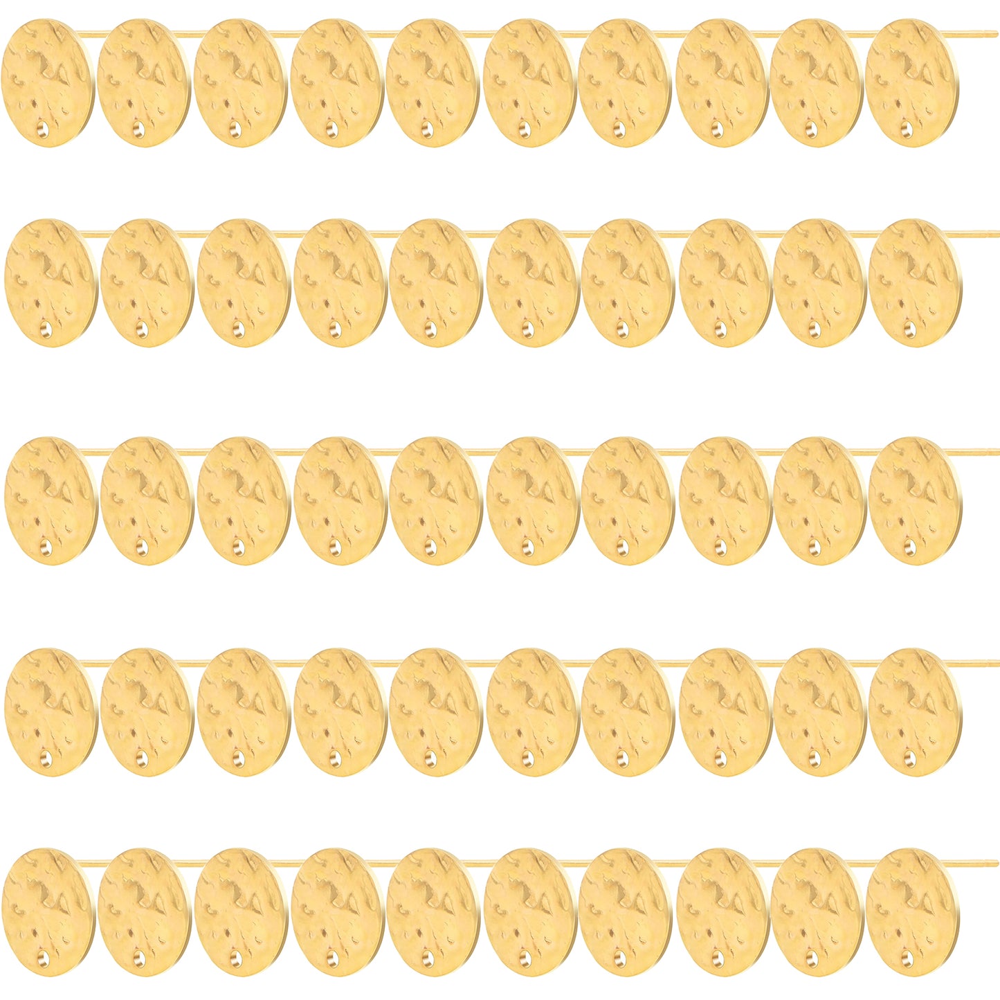 50pcs 12 mm Wavy Pattern Blank Flat Round Stud Earring Findings Stainless Steel Earring Posts with Loop and 50pcs Clear Silicone Earring Backs for DIY Jewelry Making, 2 Colors