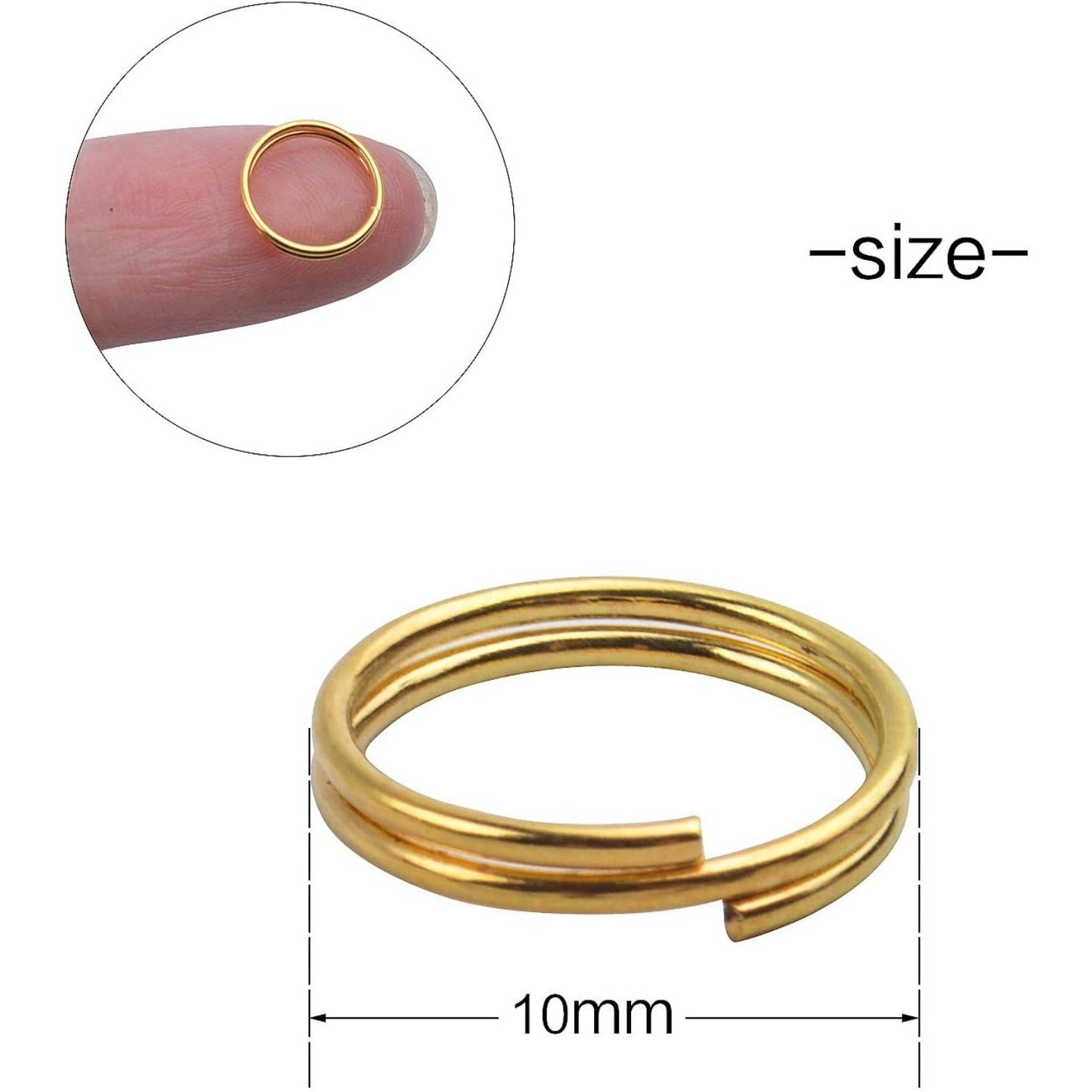 BronaGrand 200 Pieces Small Gold Key Chain Rings Split Ring Key Chains for Keys Organization,10mm Diameter