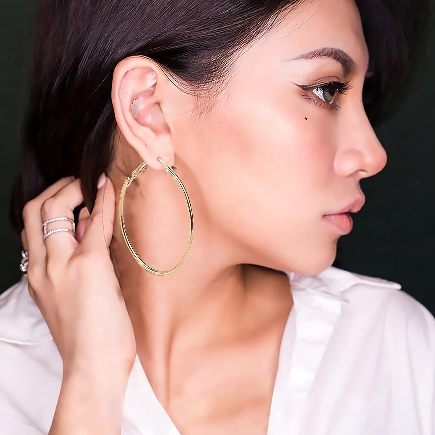 12 Pairs 6 Sizes Beading Earring Hoop Round Earrings Hypoallergenic Hoop Earrings Open Beading Hoop Earring Findings for DIY Crafts Gift Wedding Party Festival Favor(Gold, Silver)