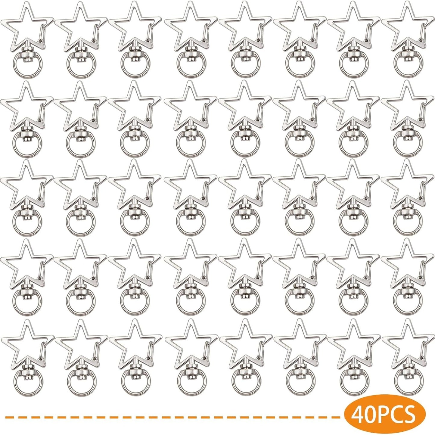 40 Pieces Star Shape Swivel Lobster Claw Clasps Silver Zinc Alloy Snap Hook Keychains Clips DIY Keyrings Accessories for Backpacks Bags Jewelry Making Craft Supplies