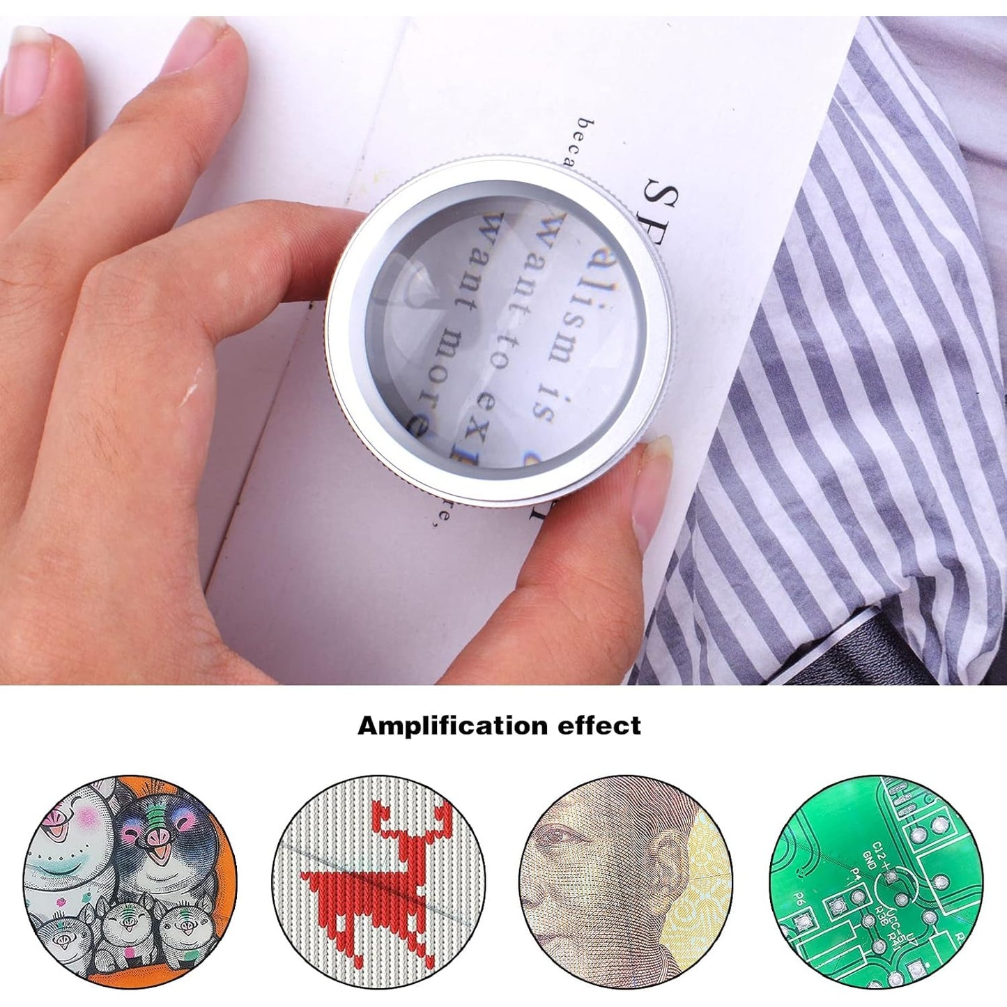 30X Magnifying Glass Portable Pocket Reading Magnifier Alloy Optics Loupes Mini Desk Magnifier Loop Microscope Lens for Jeweler Coins Maps Antiques Magazines Electronics