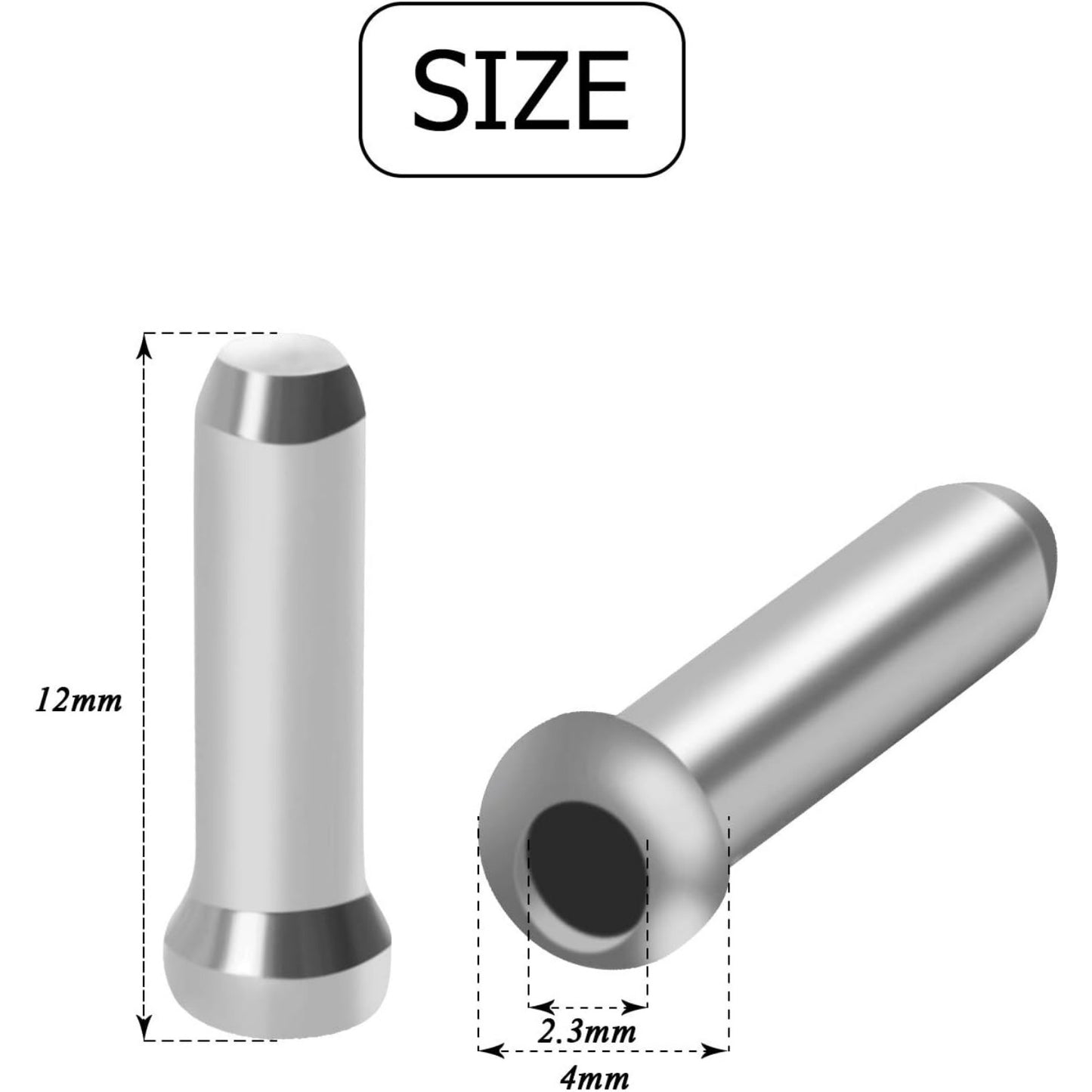 Alloy Road Mountain Bicycle Bike Shift Brake Cable Tips Caps End Tips Crimp Silver Pack of 200 (2mm)