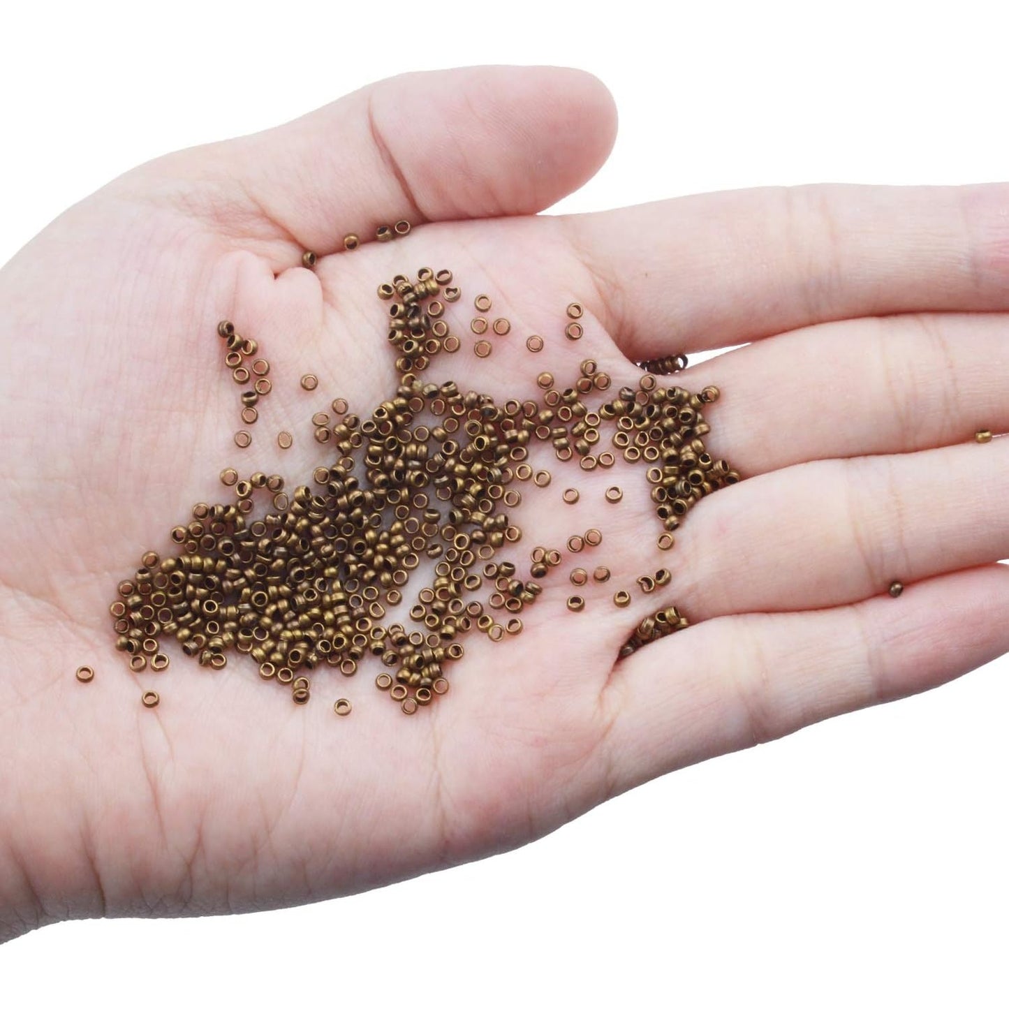 Pack of 1000 Tiny Metal Crimp Spacer Stopper Beads 2mm for Jewelry Making (Bronze)
