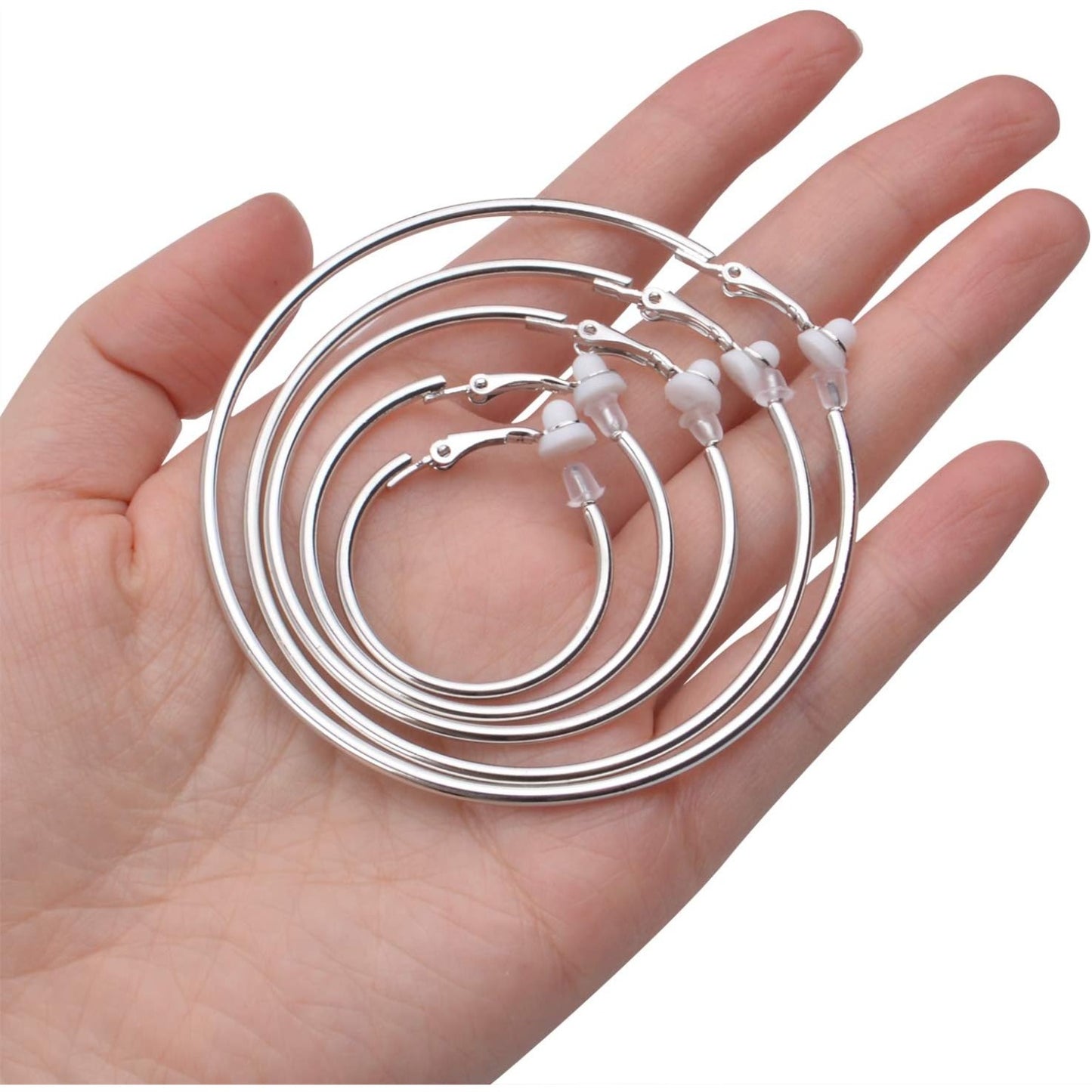 5 Pairs Gold Clip on Earrings Hoop Non Piercing Women Clip Earrings for Women, 5 Sizes