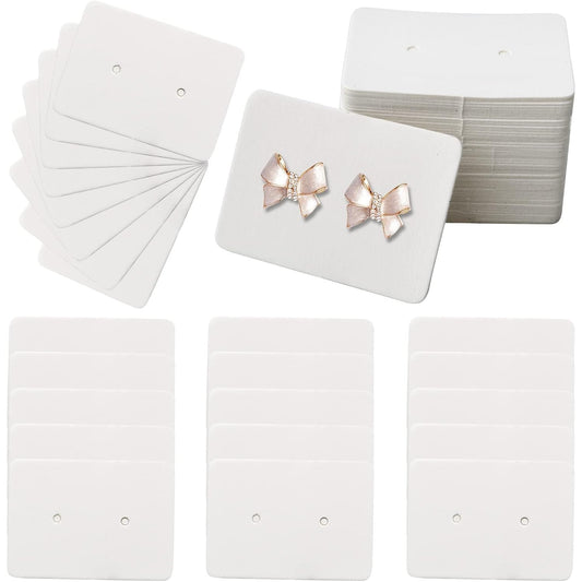 300pcs White Mini Rectangle Shape Earring Display Cards Paper Earring Card Holder Price Label Tags Cards for Ear Studs Display Jewelry Packaging, 3.5 cm x 2.5 cm
