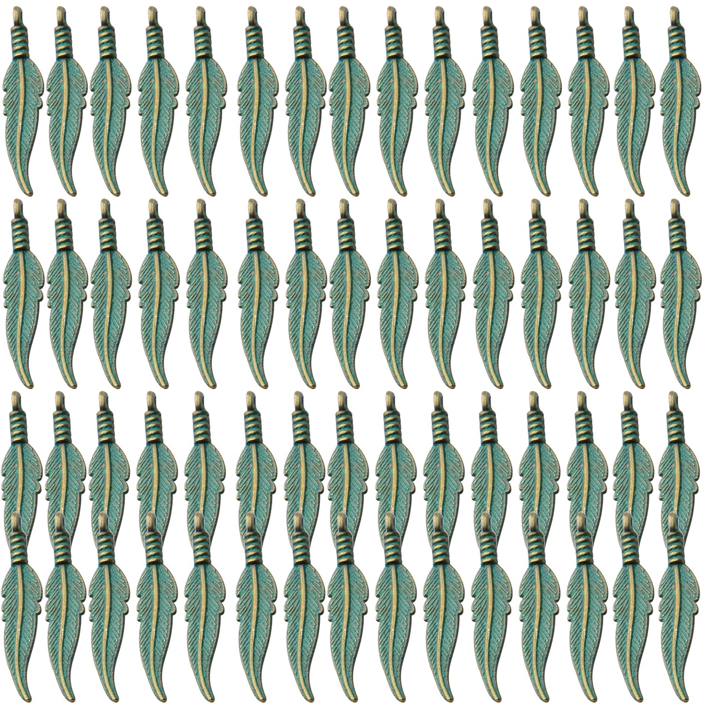 60pcs Craft Supplies Feather Charms Pendants Tibetan Alloy Leaf Charms for DIY Earring Necklace Jewelry Making Accessory,6 Colors