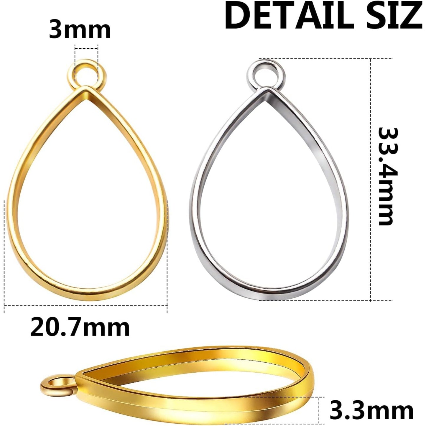 Pendant Frames, 40pcs Open Back Teardrop Hollow Pendant Bezels for Resin Jewelry Making Pressed Flower Crafting