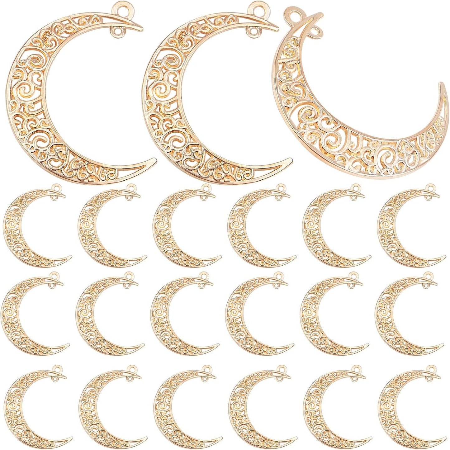 40pcs Hollow Moon Charms Crescent Moon Pendants Celestial Charms Crafts Supplies for DIY Bracelet Necklace Jewelry Making Accessory