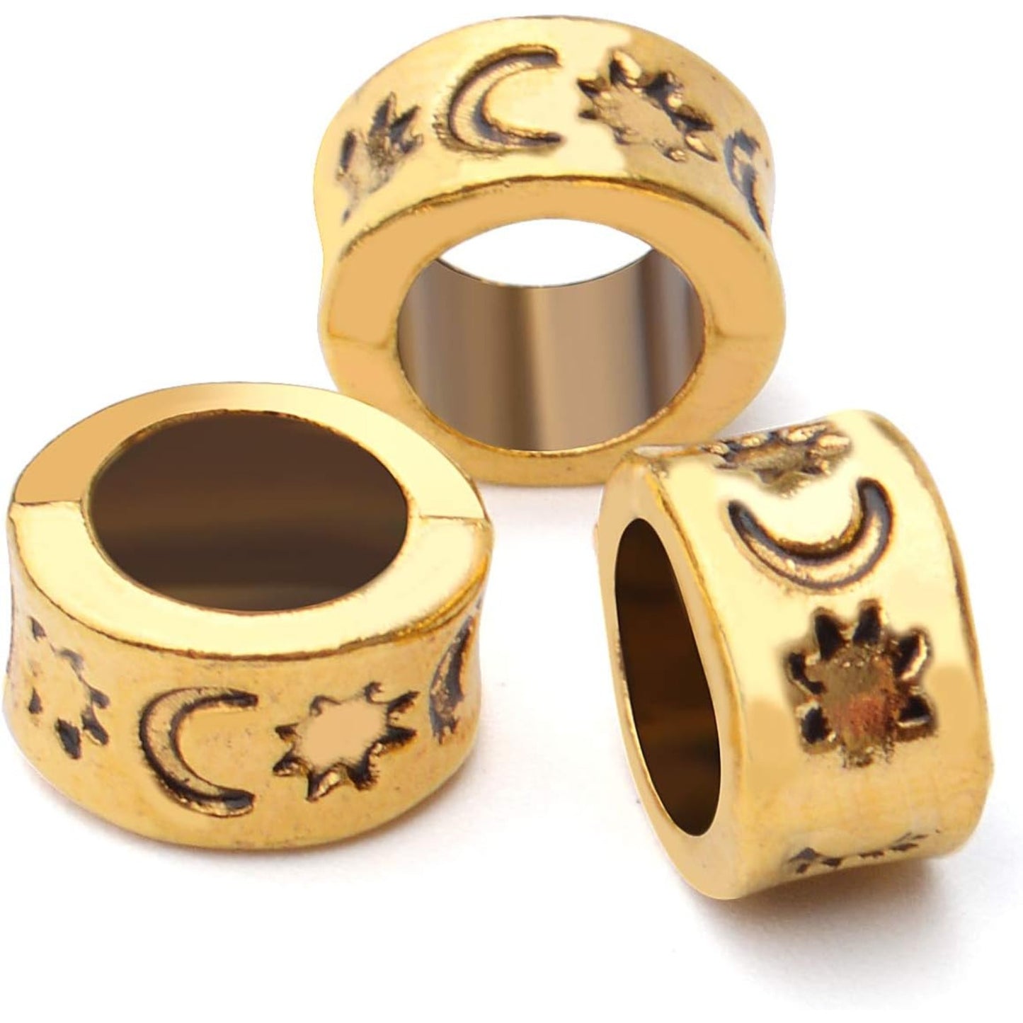50pcs Large Hole Column Spacer Beads Tube Beads Alloy Antique Gold Rondelle Jewelry Spacers for Bracelet Necklace DIY Jewelry Making