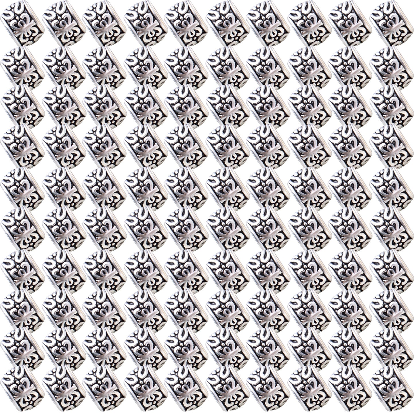 100pcs Barrel Spacer Beads European Large Hole Beads Tibetan Alloy Column Loose Charm Beads with Exotic Patterns for DIY Bracelet Crafts Jewelry Making Supplies, 2 Colors, Hole: 4 mm