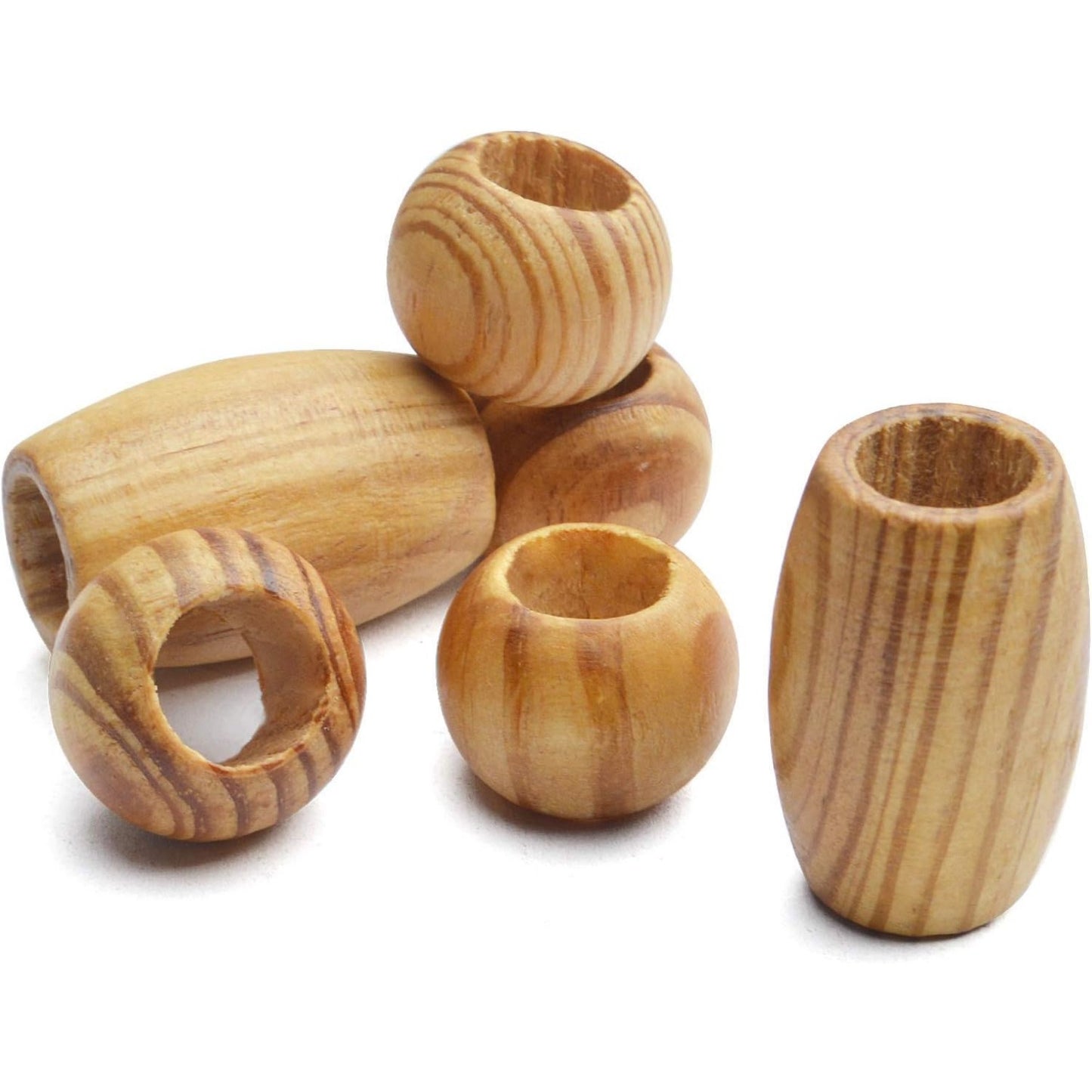 Natural Wooden Beads, 100Pcs Large Wooden Spacer Beads Unfinished Tube Beads with Grain for Bracelet Pendants Crafts DIY Jewelry Making, Hole 10mm