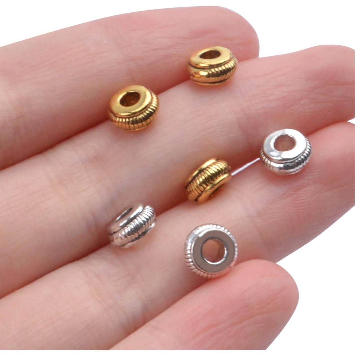 Tibetan Jewelry Findings,100pcs 7mm Antique Spacer Beads Tibetan Alloy Bead Spacers with 3mm Hole for DIY Necklace Bracelets Crafting,Pumpkin Shape