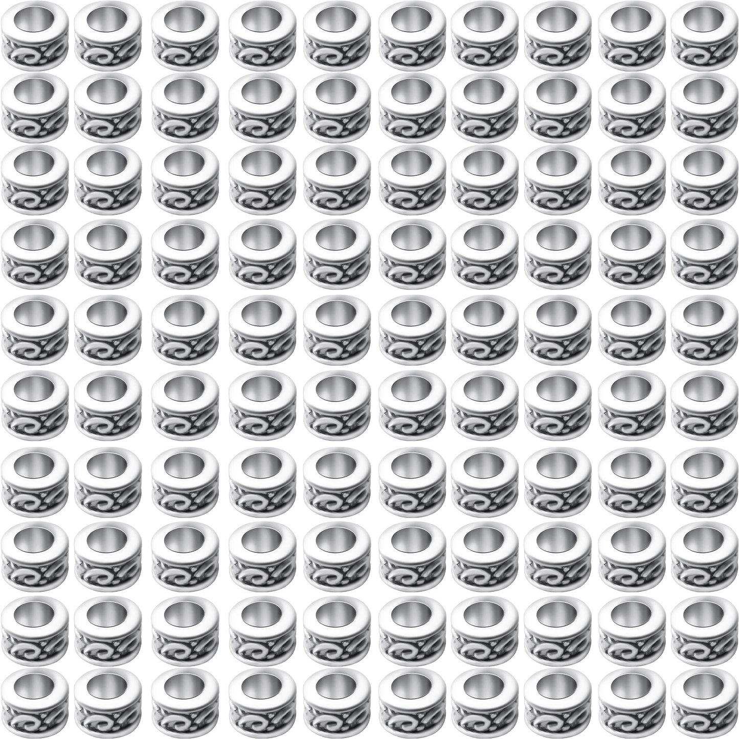 100pcs Alloy Tube Beads Spacers Tibetan Column Spacer Bead Rondelle Loose Beads Jewelry Spacer Charms for Bracelet Necklace Jewelry Making Crafts Supplies
