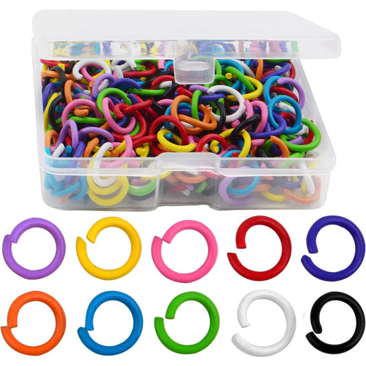 300pcs 10 Colors 8mm Open Jump Rings Metal Single Jump Ring Links Wire Ring Connectors with a Plastic Box for DIY Choker Necklaces Bracelet Jewelry Making