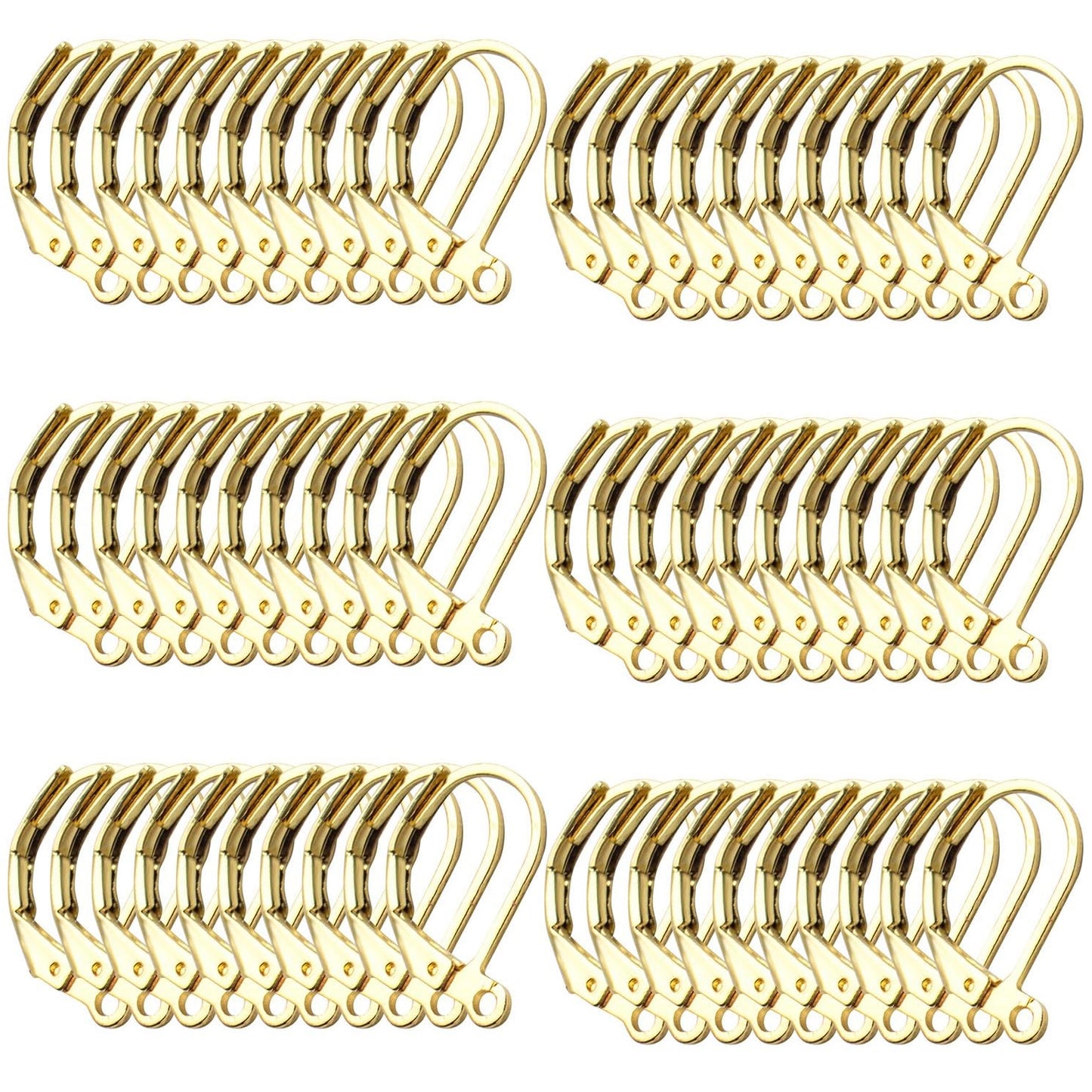 Earrings Hooks Leverback, 60pcs Leverback Earring Hooks Earwires Open Loop French Style for Earring Jewelry Making, Antique Bronze, White Gold, Silver, Gold, KC Gold, Rosegold