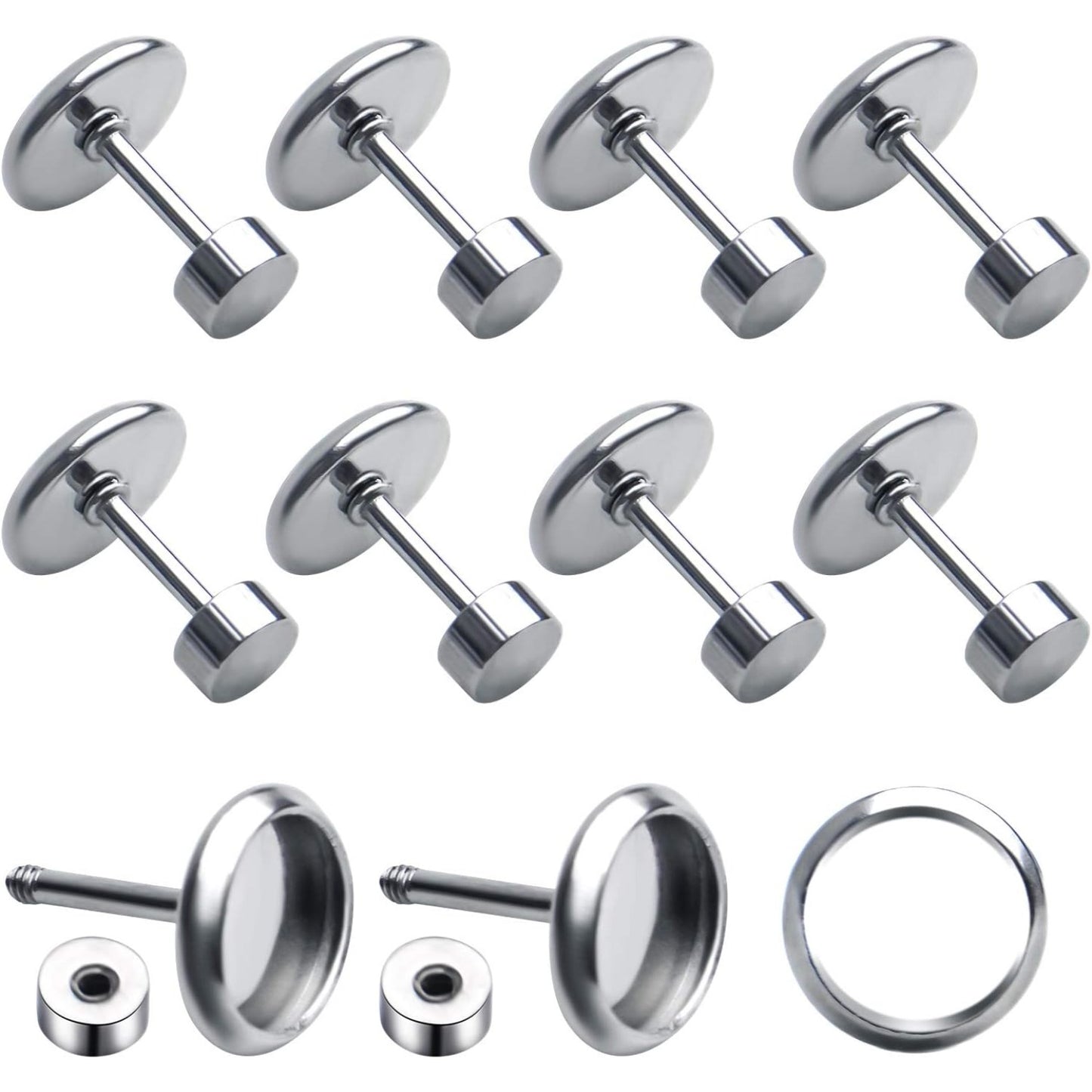 Stud Earring Bezels,10pcs 6mm Stainless Steel Hypoallergenic Cabochon Bezel Trays Gemstone Earring Posts Blanks Settings