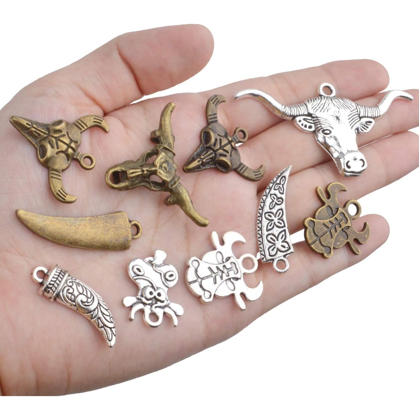 100g (40-60pcs) Mixed Cow Charms Alloy Cattle Pendant Charms Vintage Jewelry Findings for Making Braclet Necklace Crafts