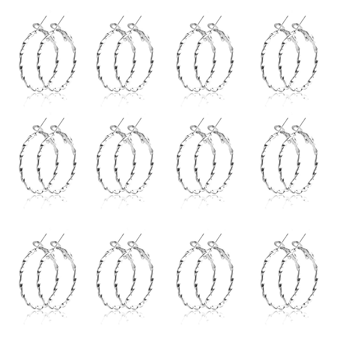 12 Pairs 6 Sizes Earrings Beading Hoop Hypoallergenic Round Circle Open Beading Hoop Earrings for DIY Crafts Jewelry Making Wedding Party Favor Gifts(Golden, Silver)