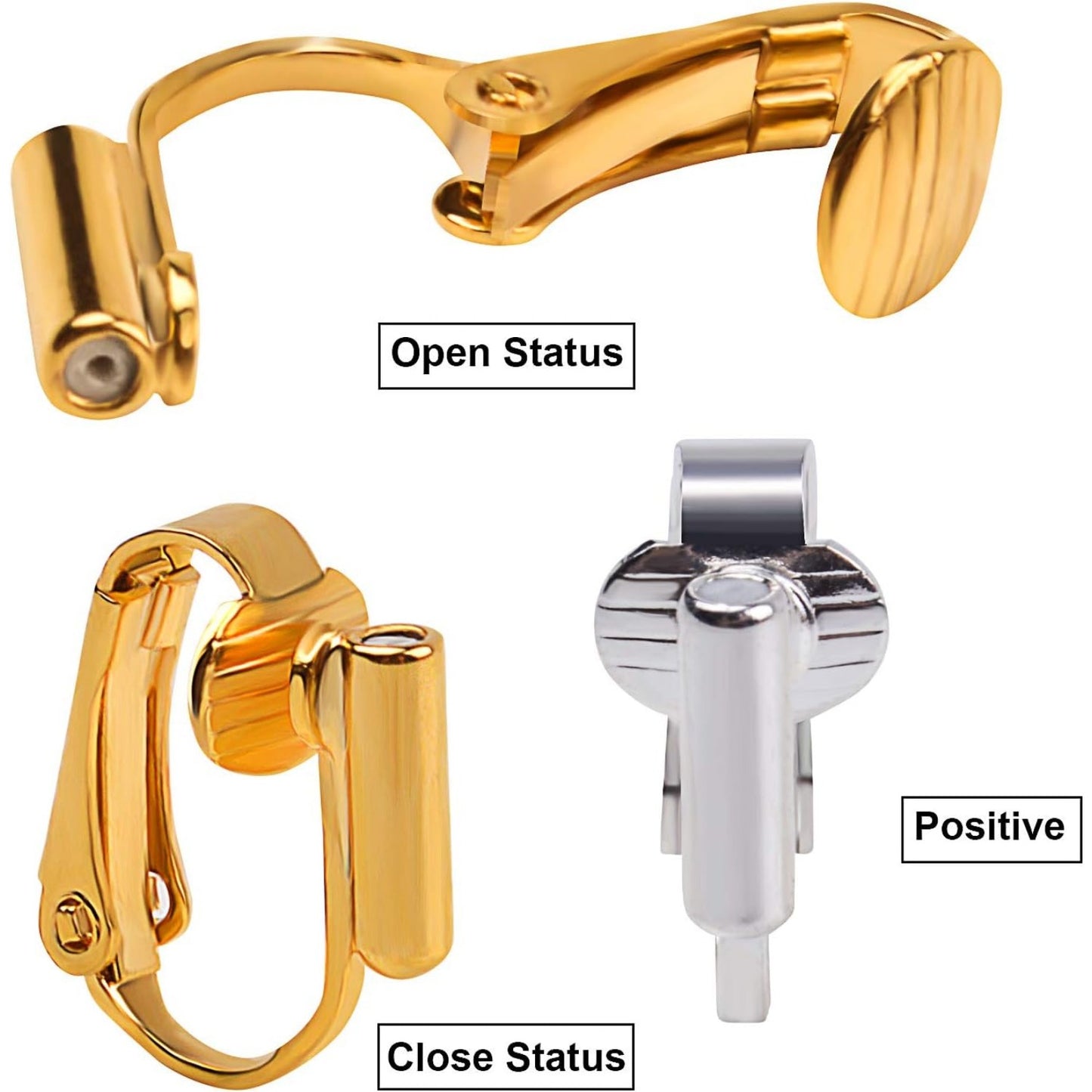 12 Pieces Earring Clip Backs Clip-on Earring Converter Components Findings with Post for None Pierced Ears,Silver and Gold
