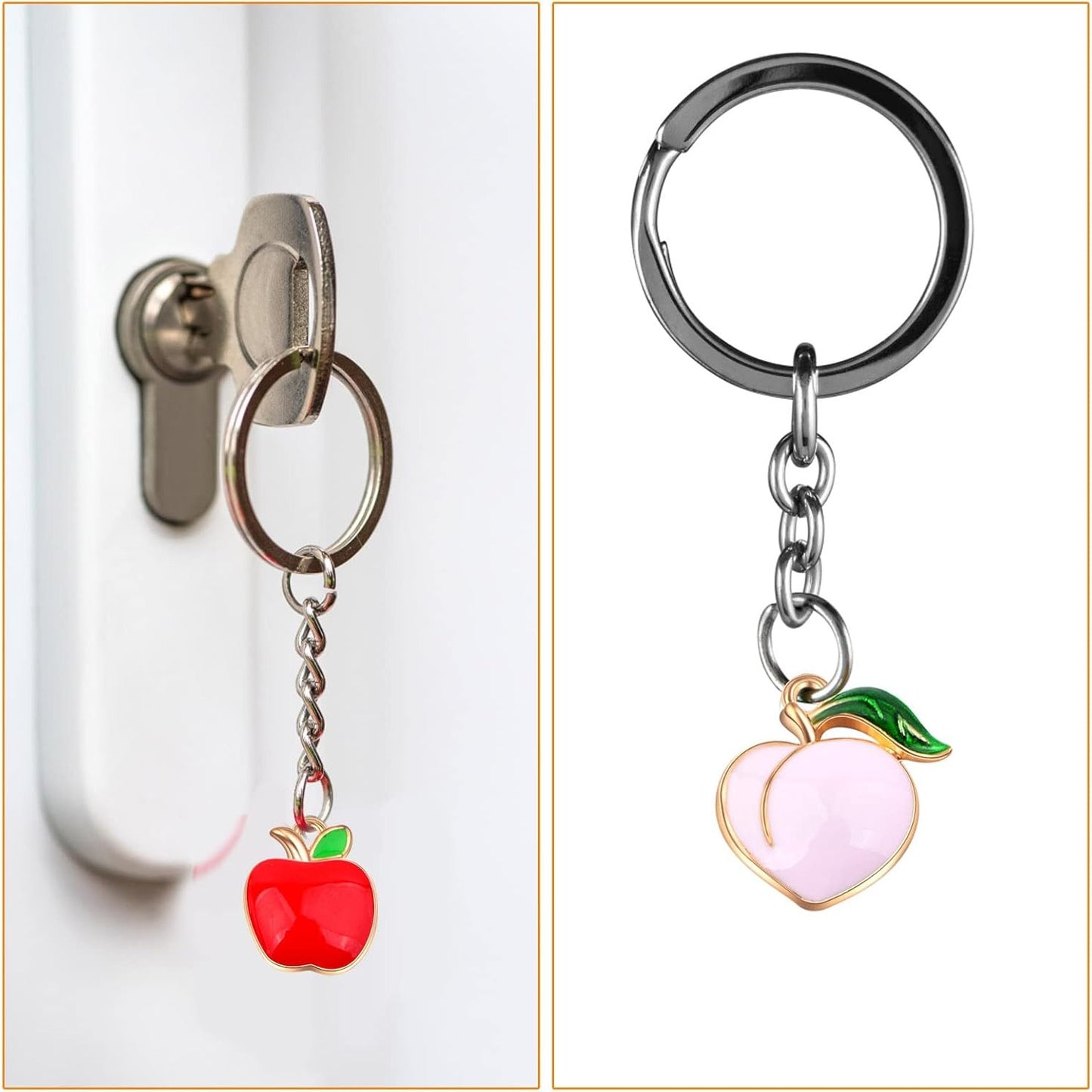 40pcs Mini Cute Enamel Apple Peach Charms Alloy Fruit Shaped Dangle Pendants Sweet Imitation Food Hanging Ornaments for DIY Earring Bracelet Necklace Jewelry Making