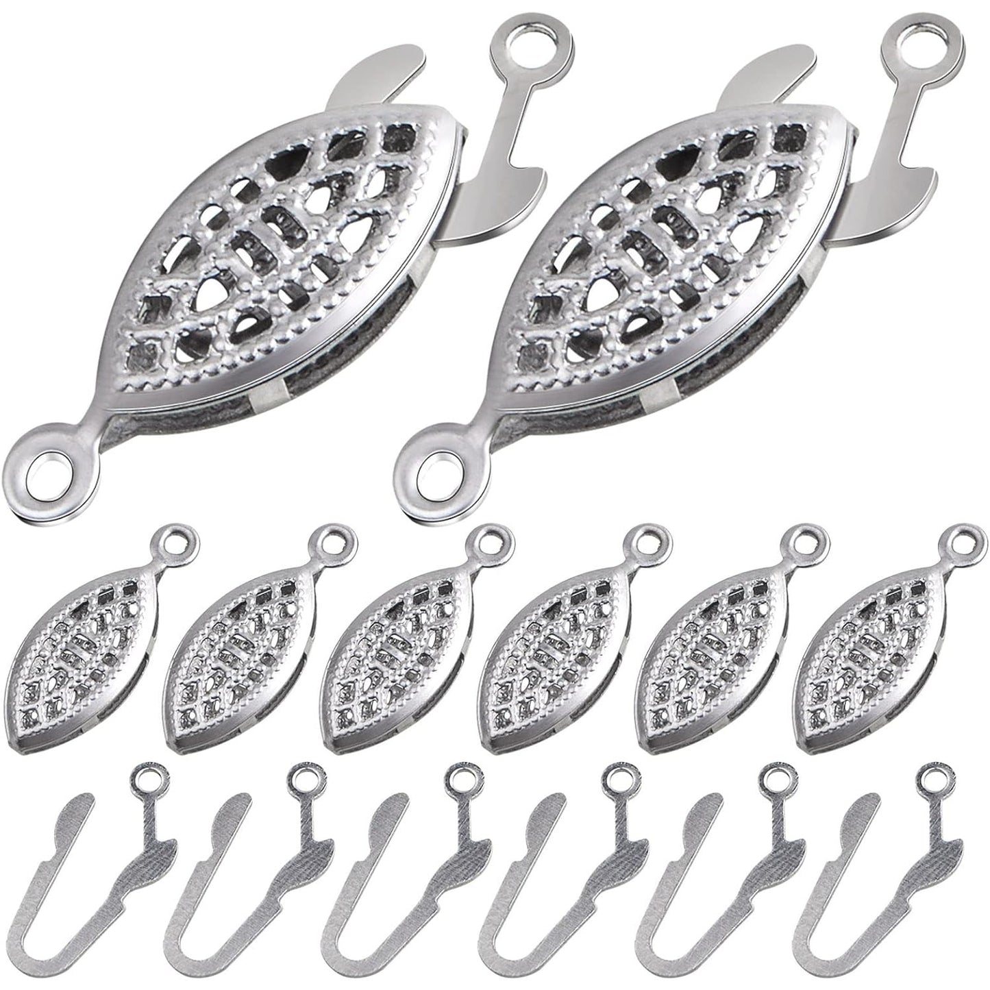 30 Pieces Filigree Box Necklace Clasps Stainless Steel Oval Fish Hook Clasp Jewelry Slide Clasps Bracelet Connectors for DIY Jewelry Making Birthday Party Gift