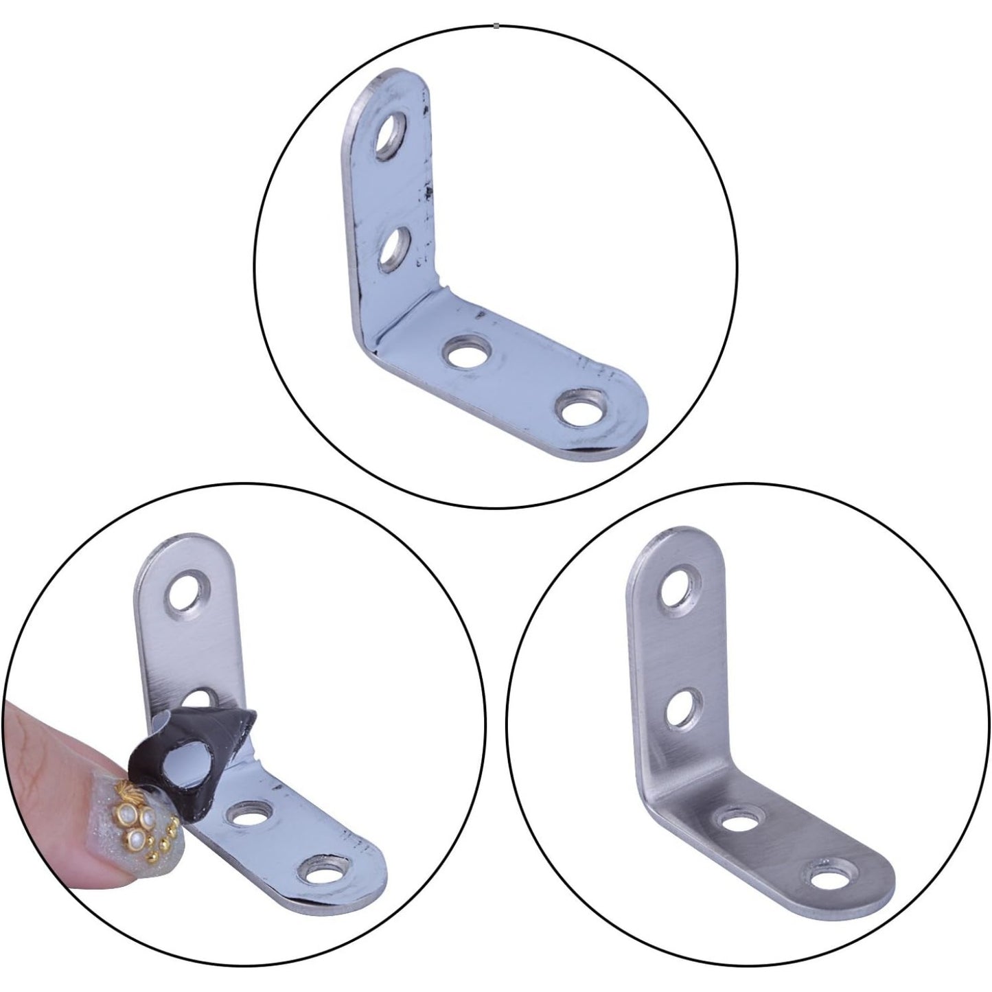 10pcs 90 Degree Right Angle Brackets Fastener Stainless Steel Corner Braces with Screws (40x40mm)