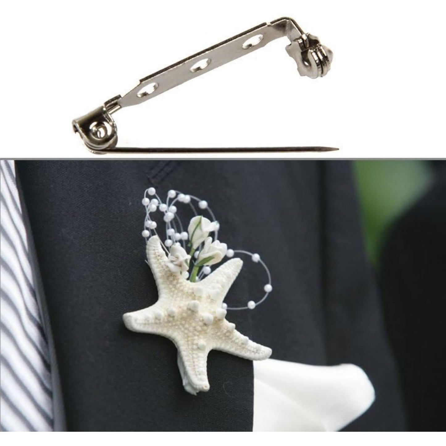 BronaGrand 120pcs Bar Pins Brooch Pin Backs Safety Clasp, 4 Sizes 20 mm, 25 mm, 32 mm and 38 mm (Silver)