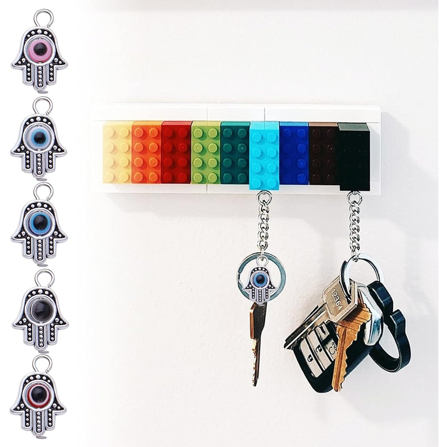 30pcs Hamsa Hand Charms Evil Eye Bead of Fatima Symbol Pendants Hamsa Hand Beads Frame Charms for DIY Necklace Bracelet Earrings Crafts Jewelry Making Findings, 3 Colors