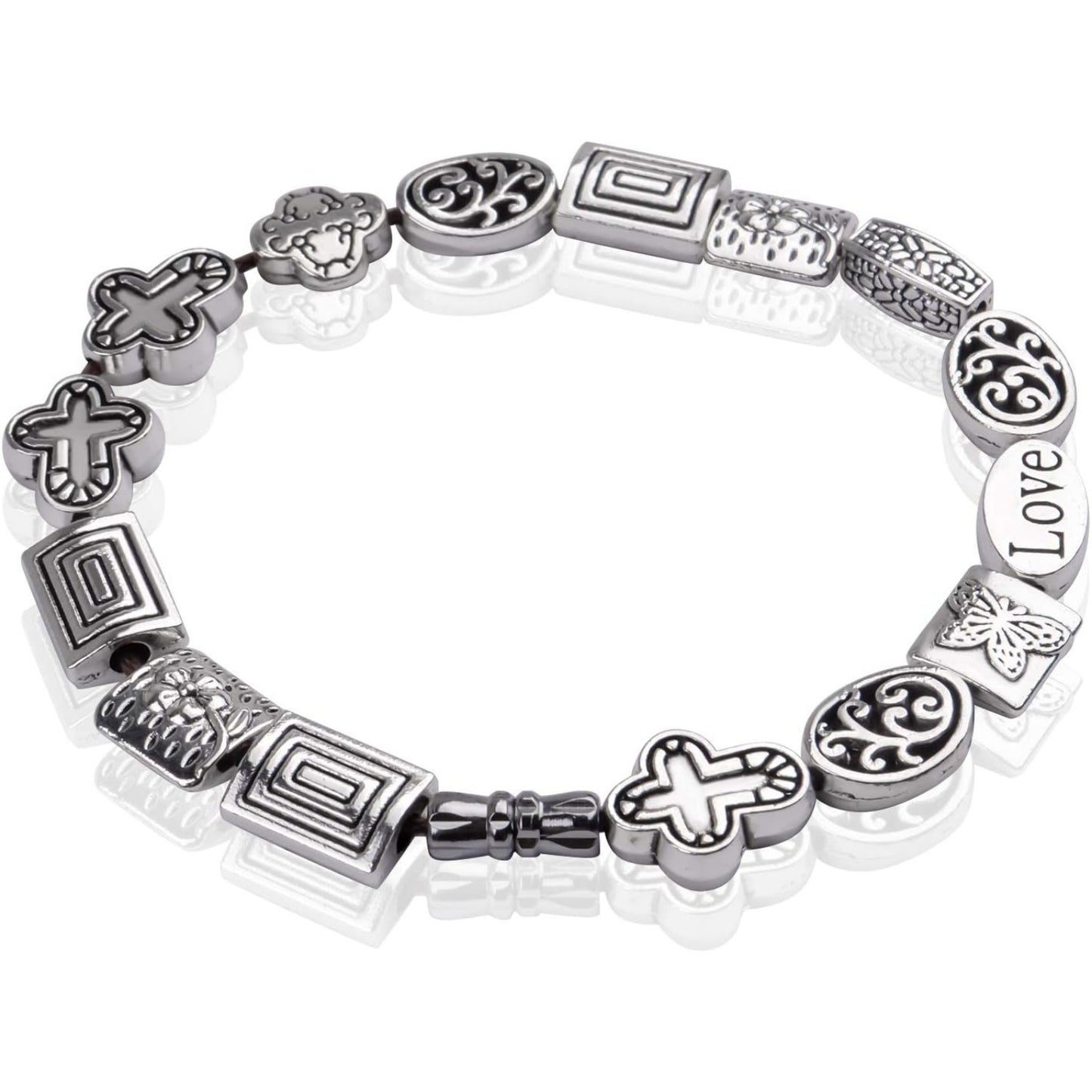 100g (About 70-120pcs) Antique Silver Spacer Beads Mixed Small Tibetan Loose Beads for Bracelet Necklace Jewelry Making,5-12mm