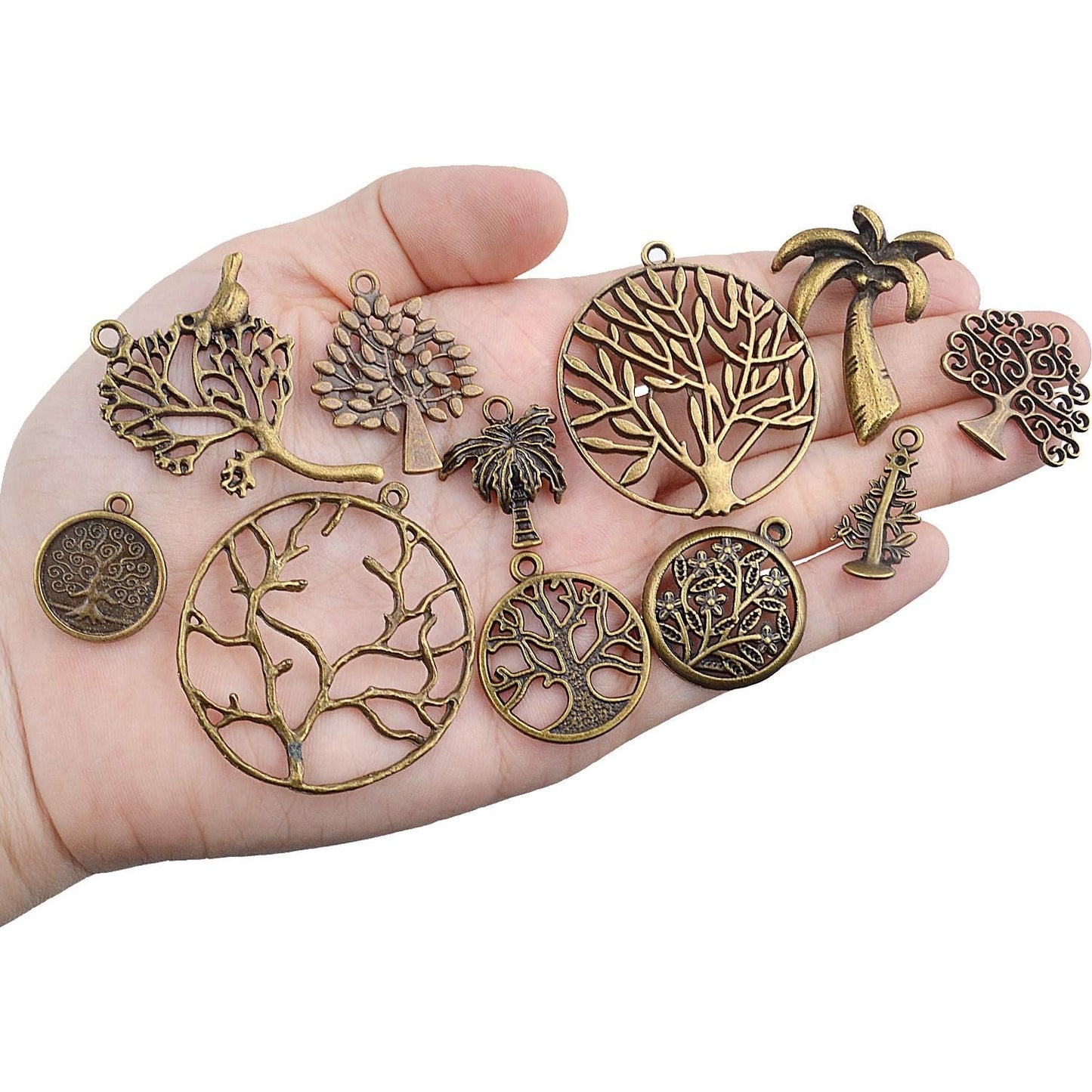 Jewelry Making Charms, 100g (40-50pcs) Craft Supplies Mixed Tree of Life Beads Charms Pendants Jewelry Findings for DIY Necklace Bracelet