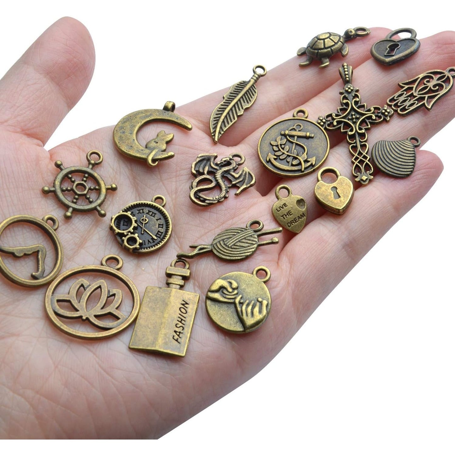 Vintage Charms Bulk,100pcs Antique Bronze Charms Alloy Pendant Charms Jewelry Making Supplies for Necklace Bracelet Earring