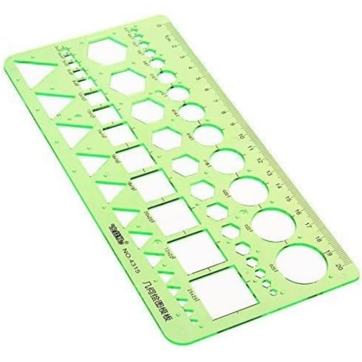 2pcs Measuring Templates Geometric Rulers for Office and School,Clear Green Color Plastic