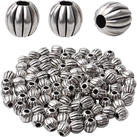 100pcs Antique Silver Alloy Spacer Beads Round Spacer Bead Spacer Bead Charms for DIY Bracelet Necklace Jewelry Making
