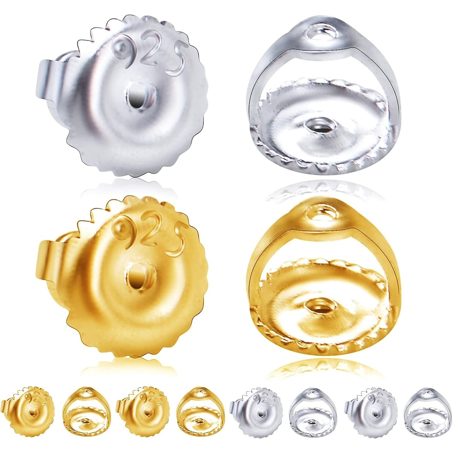 12pcs 18K Golden Plated Round Earring Backs Hypoallergenic Brass Ear Stoppers Clutches Screw Earring Safety Backs Replacements for Stud Earrings Jewelry Making
