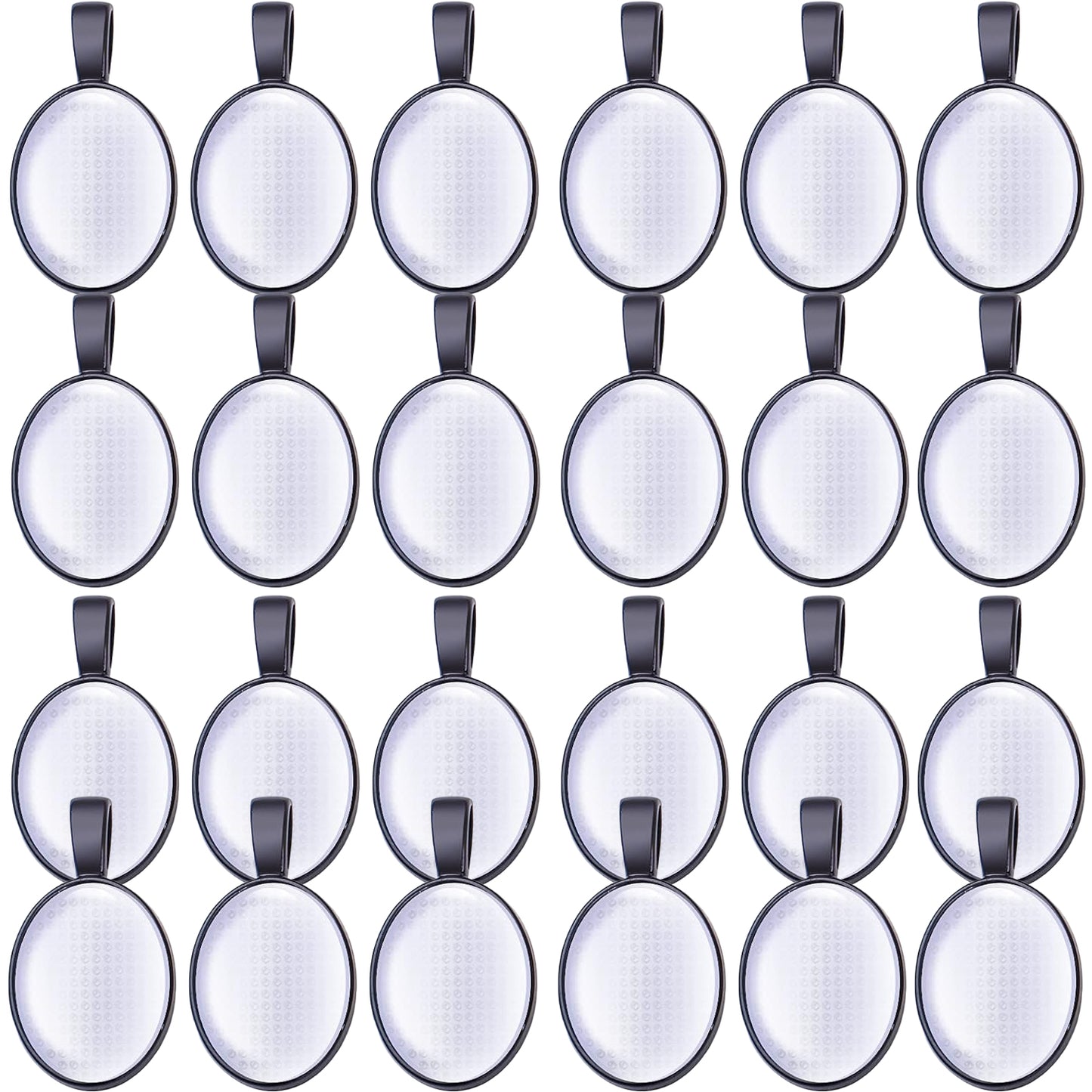48pcs Bezel Pendant Blanks Set, 24pcs 6 Colors Oval Pendant Trays Bezel Blanks with 24pcs Glass Cabochons Clear Dome Tiles for DIY Bracelet Necklace Jewelry Crafts Making