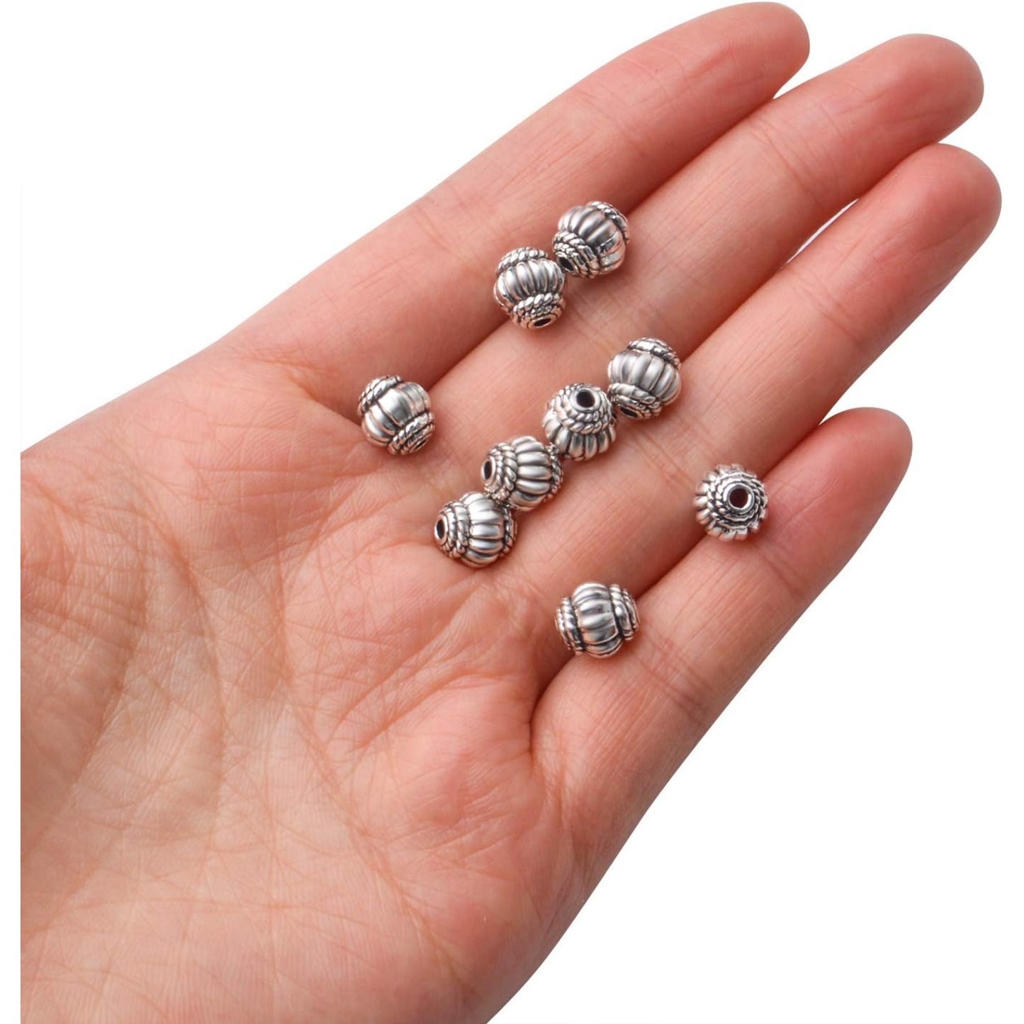 50pcs 8mm Tibetan Spacer Beads Loose Spacer Bead European Style Spacers Beads Bicone Jewelry Beads for Bracelet Necklace Jewelry Making Supplies
