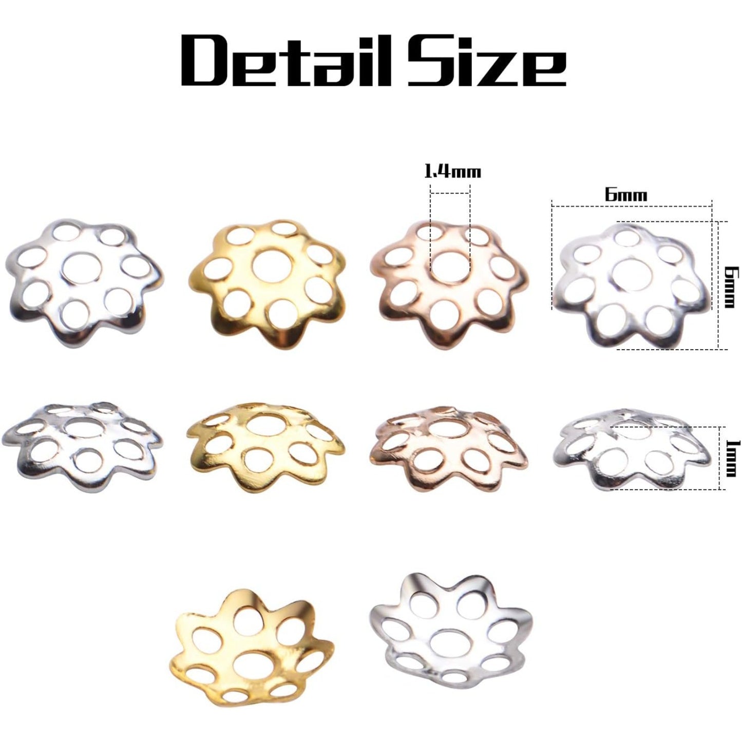 Flower Bead Caps, 800Pcs Filigree Flower Beads Caps Alloy Spacers Beads for DIY Jewelry Making Bracelet Necklace Earrings