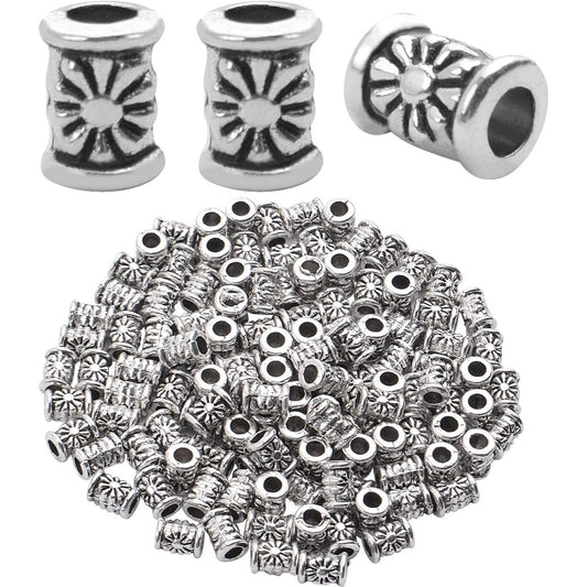 120pcs Tibetan Silver Spacer Beads Charms Hollow Tube Bead for DIY Necklace Bracelets Jewelry Making Accessaries
