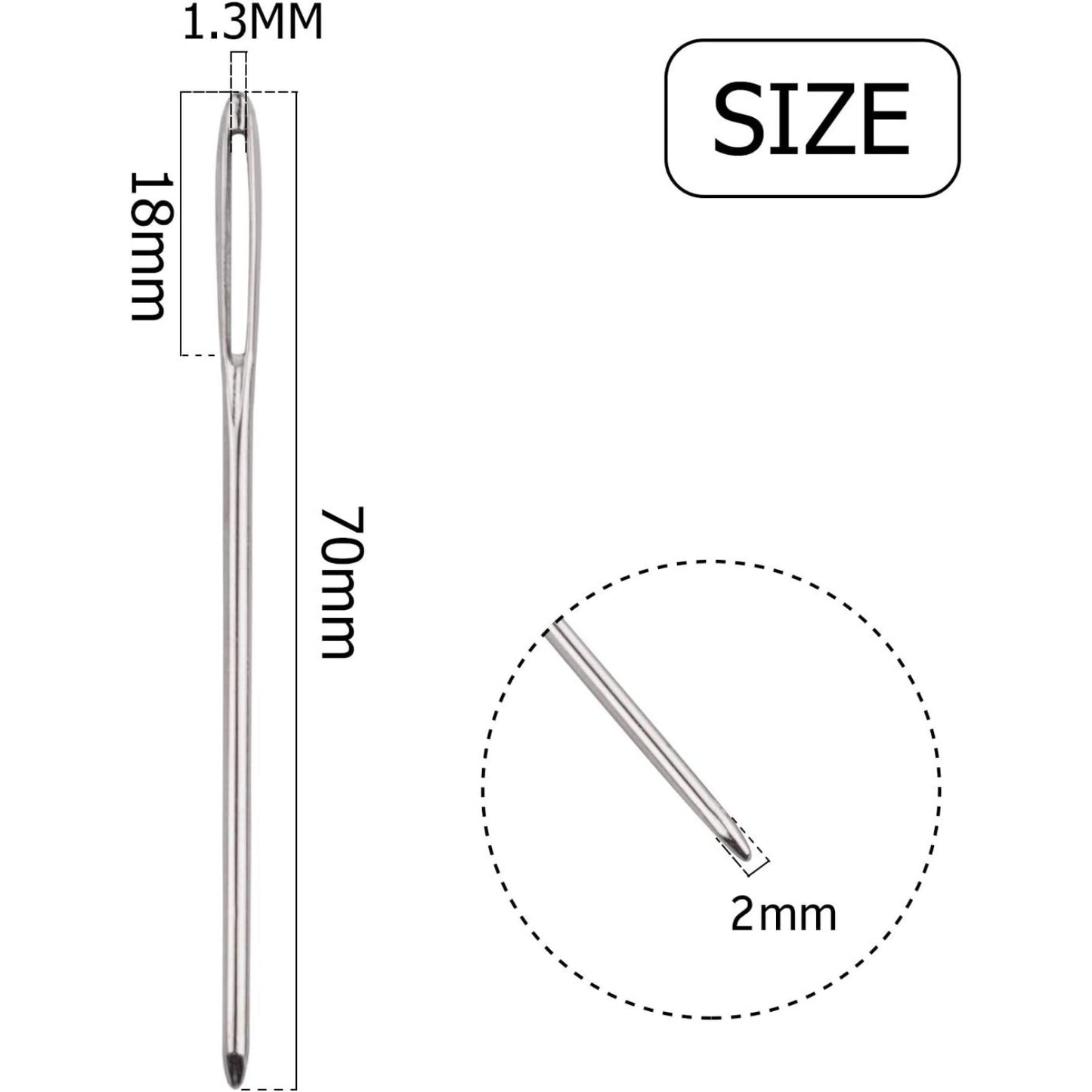 BronaGrand 50pcs 2.7 inch Metal Large Eye Blunt Needles Yarn Needles for Knitting Crochet Projects