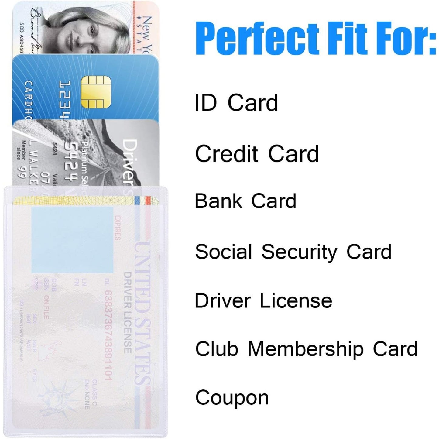 50pcs Transparent Vertical ID Credit Card Holder Business Card Protector Sleeves