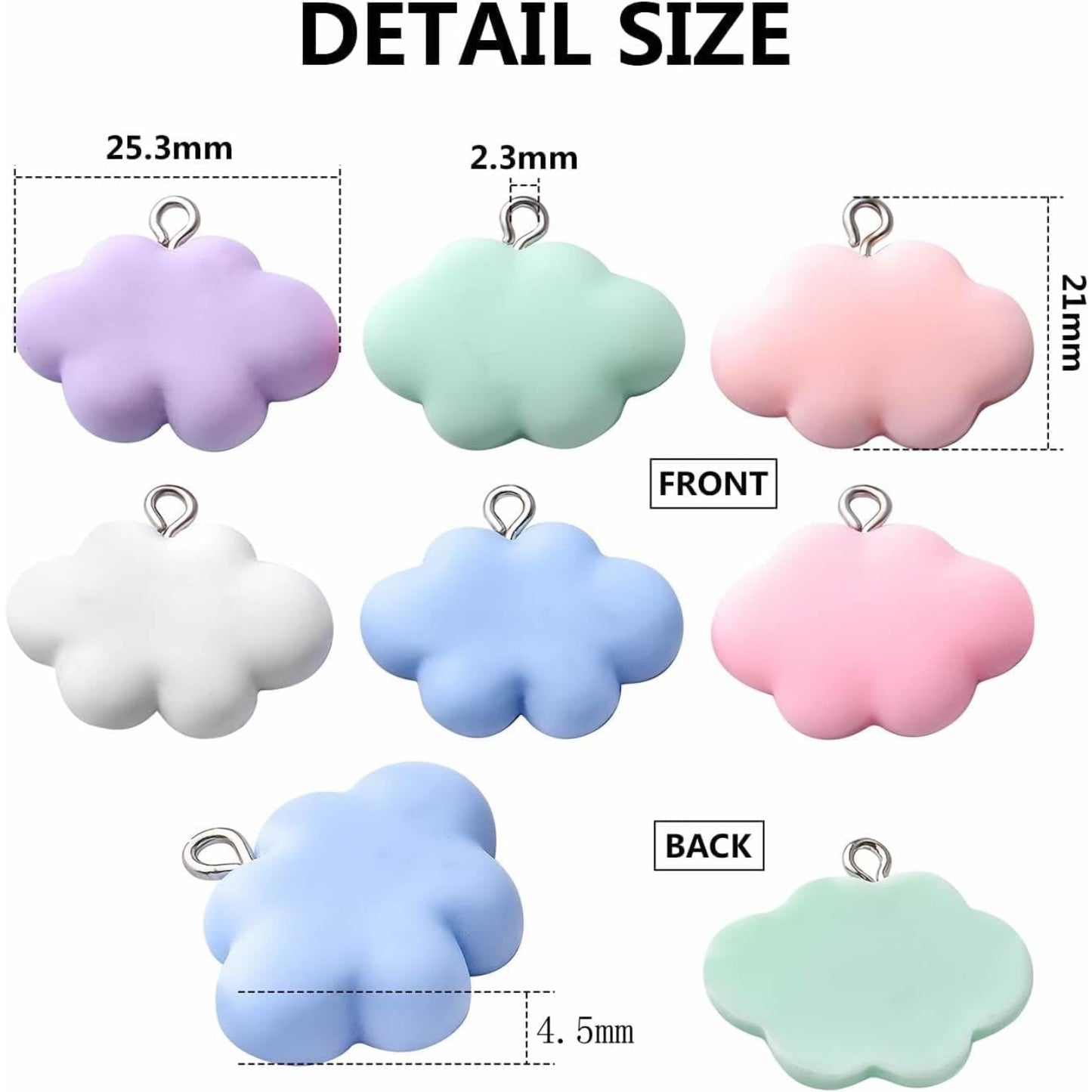 30pcs Cloud Charm Pendant Colorful Resin Charms 3D Cartoon Cloud Charms Resin Cloud Keychains for DIY Jewelry Necklaces Bracelets Earrings Making