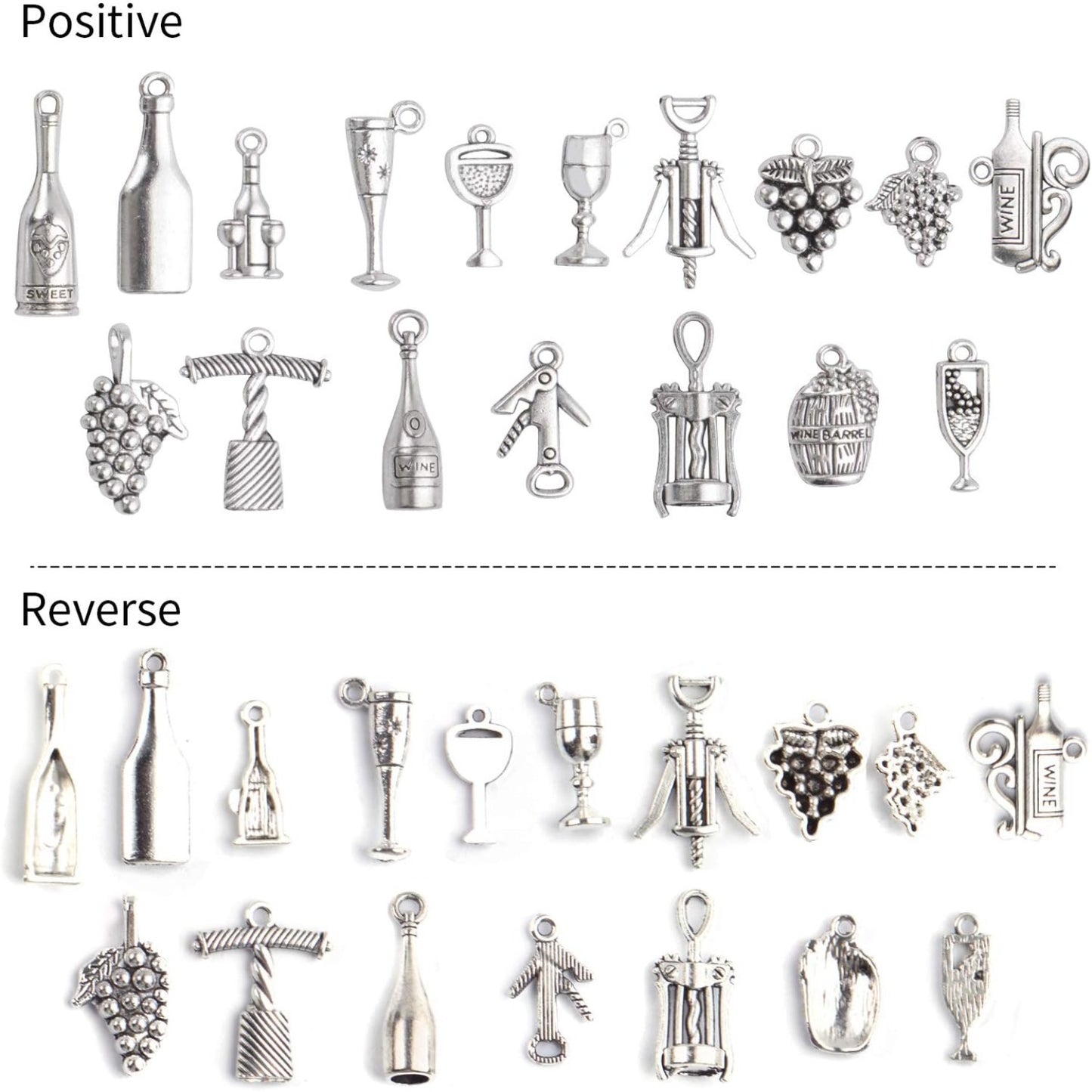 68pcs Tibetan Silver Pendants Wine Bottle Glass Opener Grape Wine Charms Accessories Jewelry Findings for DIY Necklace Bracelet