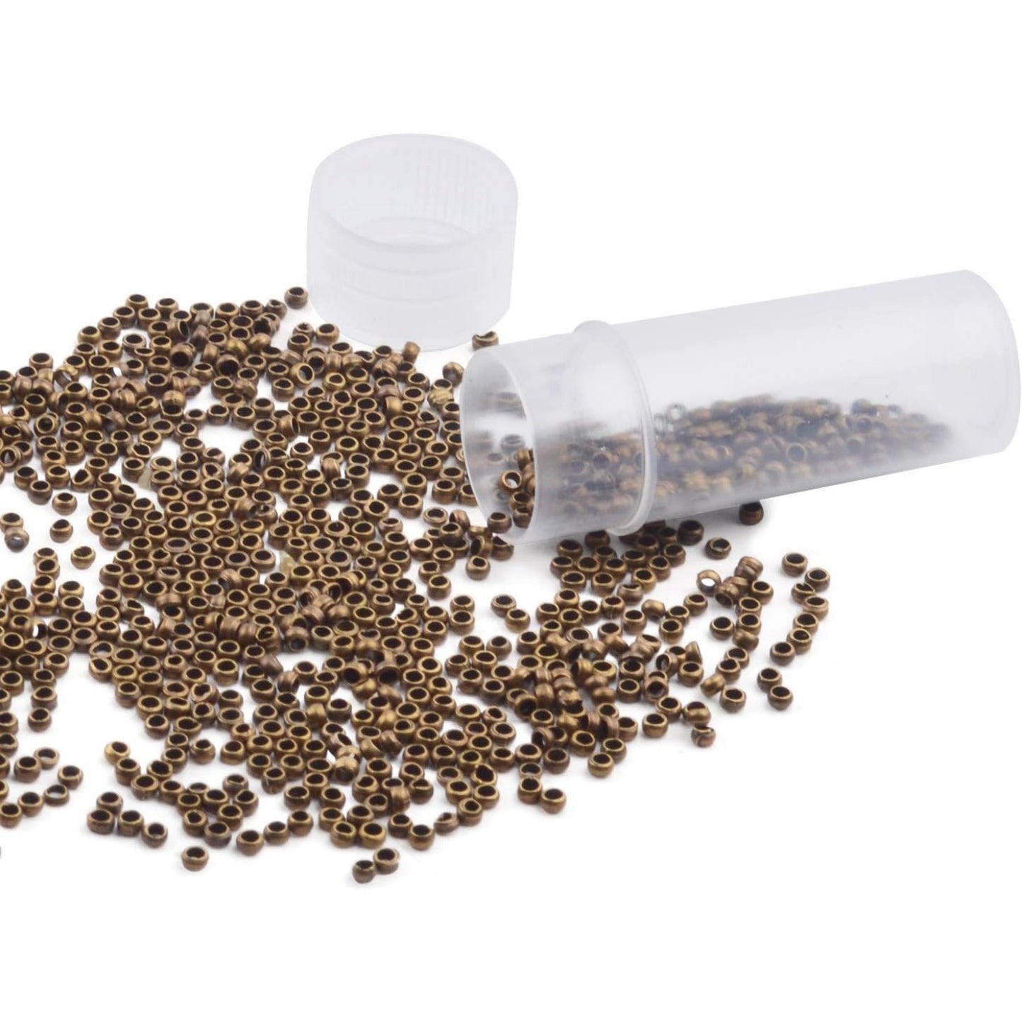 Pack of 1000 Tiny Metal Crimp Spacer Stopper Beads 2mm for Jewelry Making (Bronze)