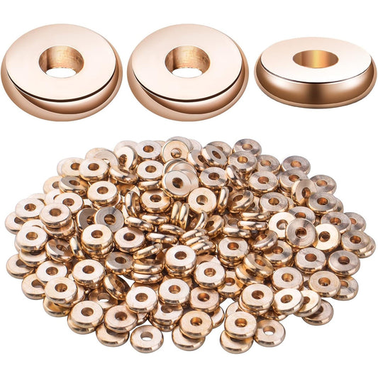 200pcs Gold Plated Flat Round Spacer Beads Brass Disc Spacers Beads Rondelle Spacers Loose Beads Jewelry Spacer Charm Beads for DIY Bracelet Necklace Crafts