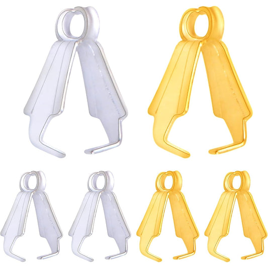 200pcs Pinch Clip Bail Clasp Alloy Buckle Beads Dangle Charm Pendant Connectors Necklace Clasp Clips Findings for DIY Jewelry Making Supplies Handmade Decoration, 2 Colors
