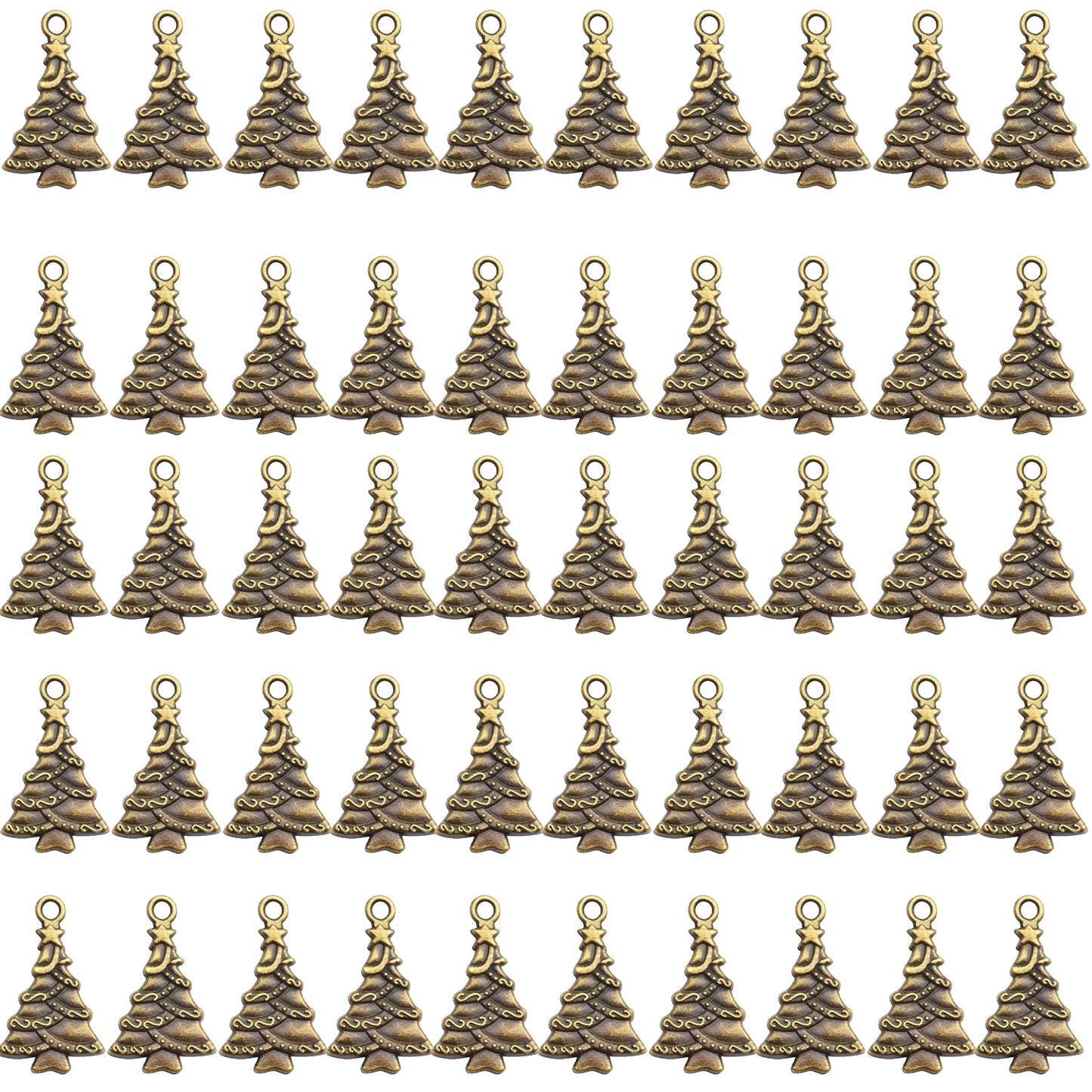 Christmas Tree Charm,50pcs Mixed Charm Collections Antique Christmas Tree Pendant Charms Bulk Jewelry Crafting Supplies for DIY Necklace Bracelet Jewelry Making
