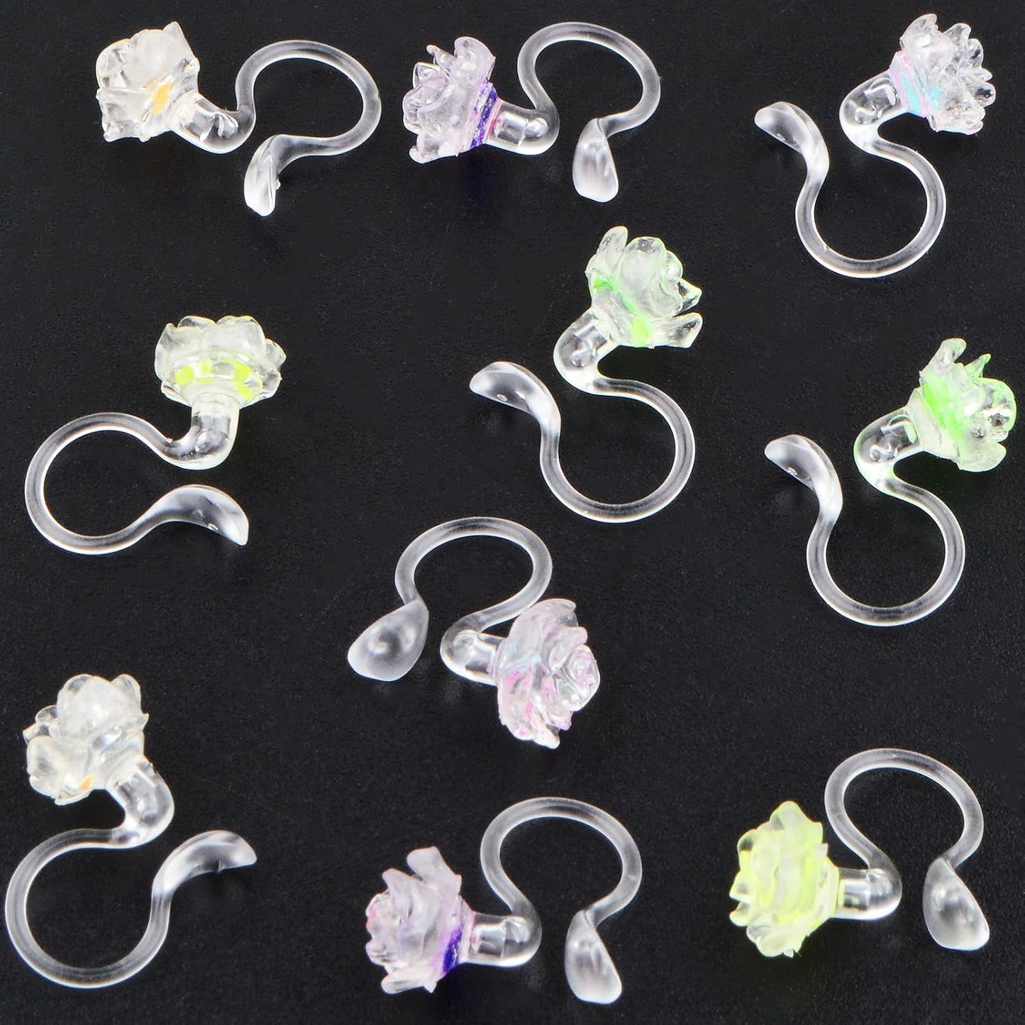 5 Pairs Camellia Clip-on Earring Converters Plastic Camellia Flower Shape Earring Clips Components for Non Pierced Ears DIY Jewelry Making Findings, 5 Colors