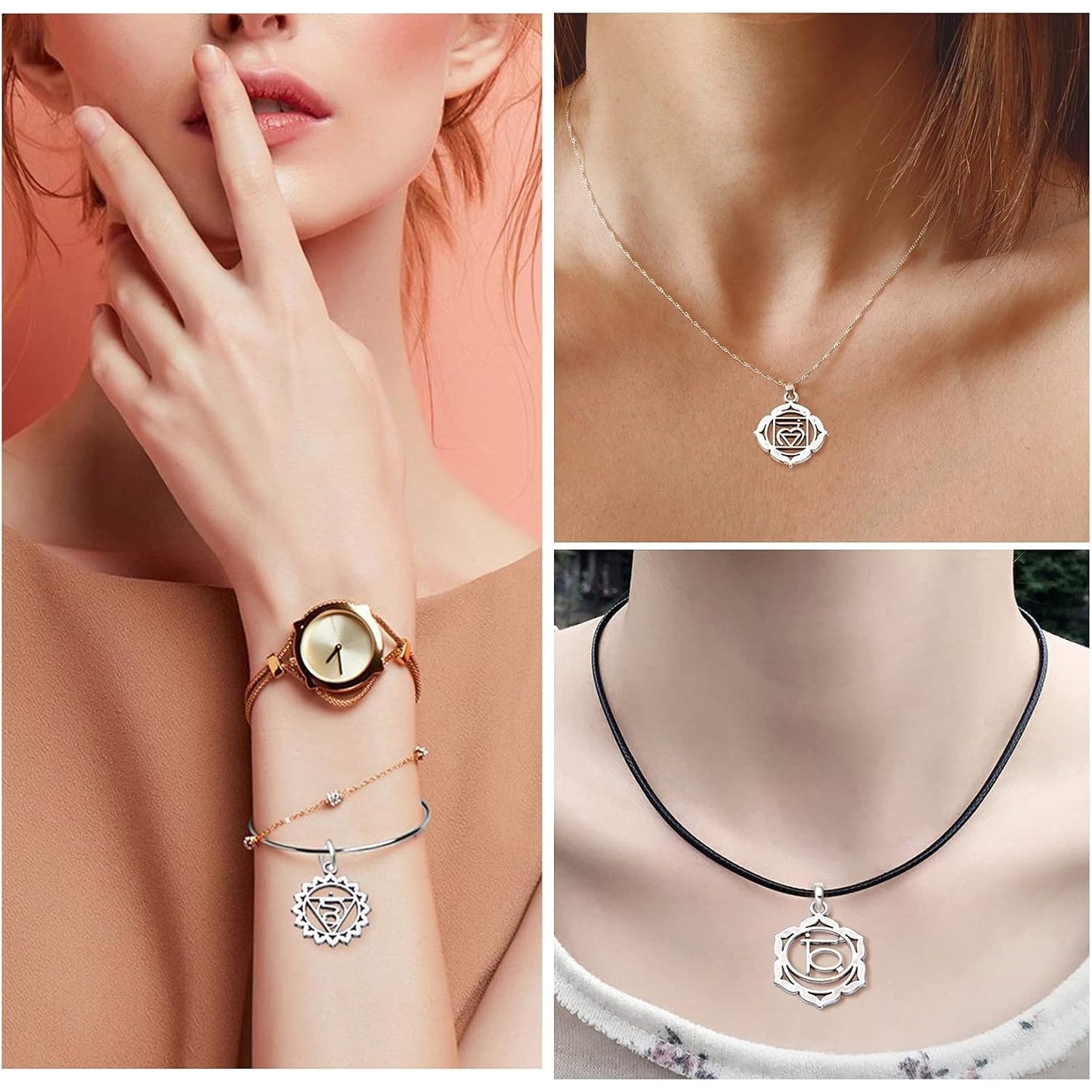 56pcs 7 Styles Chakra Charms Alloy Yoga OM OHM Flower Pendants Charms Jewelry Findings Accessory for DIY Necklace Bracelet Earrings Craft Supplies, Antique Silver