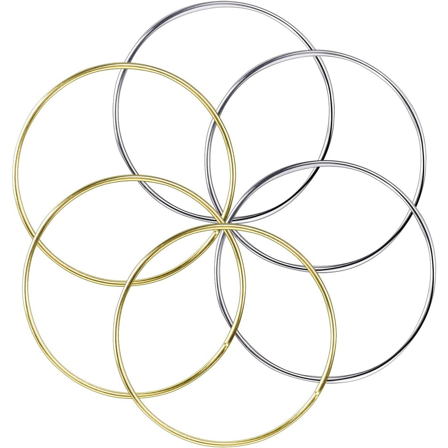 BronaGrand 6pcs Metal Rings Hoops Macrame Rings for Dream Catchers and Crafts,6 inch, Gold and Silver