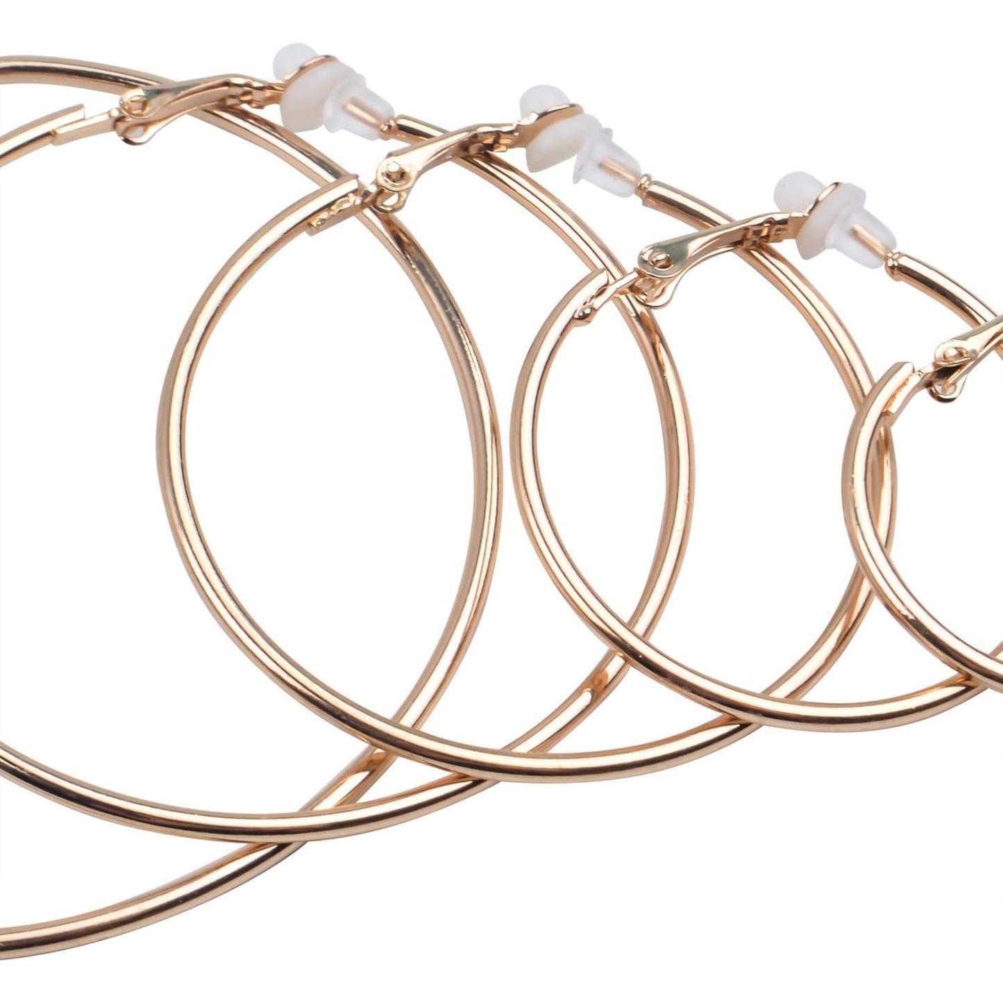 5 Pairs Gold Clip on Earrings Hoop Non Piercing Women Clip Earrings for Women, 5 Sizes